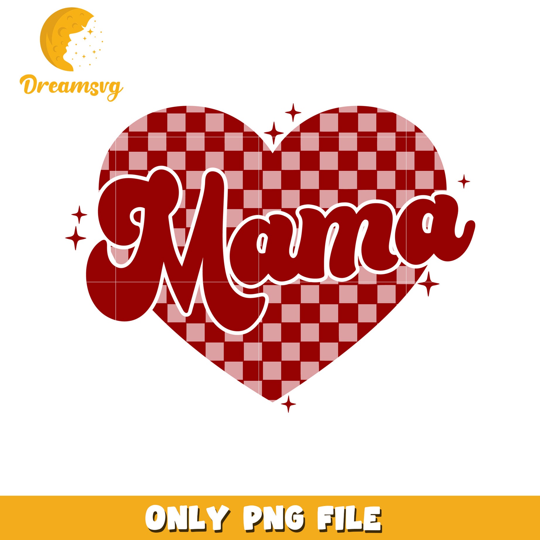 Mama Heart Checkered PNG