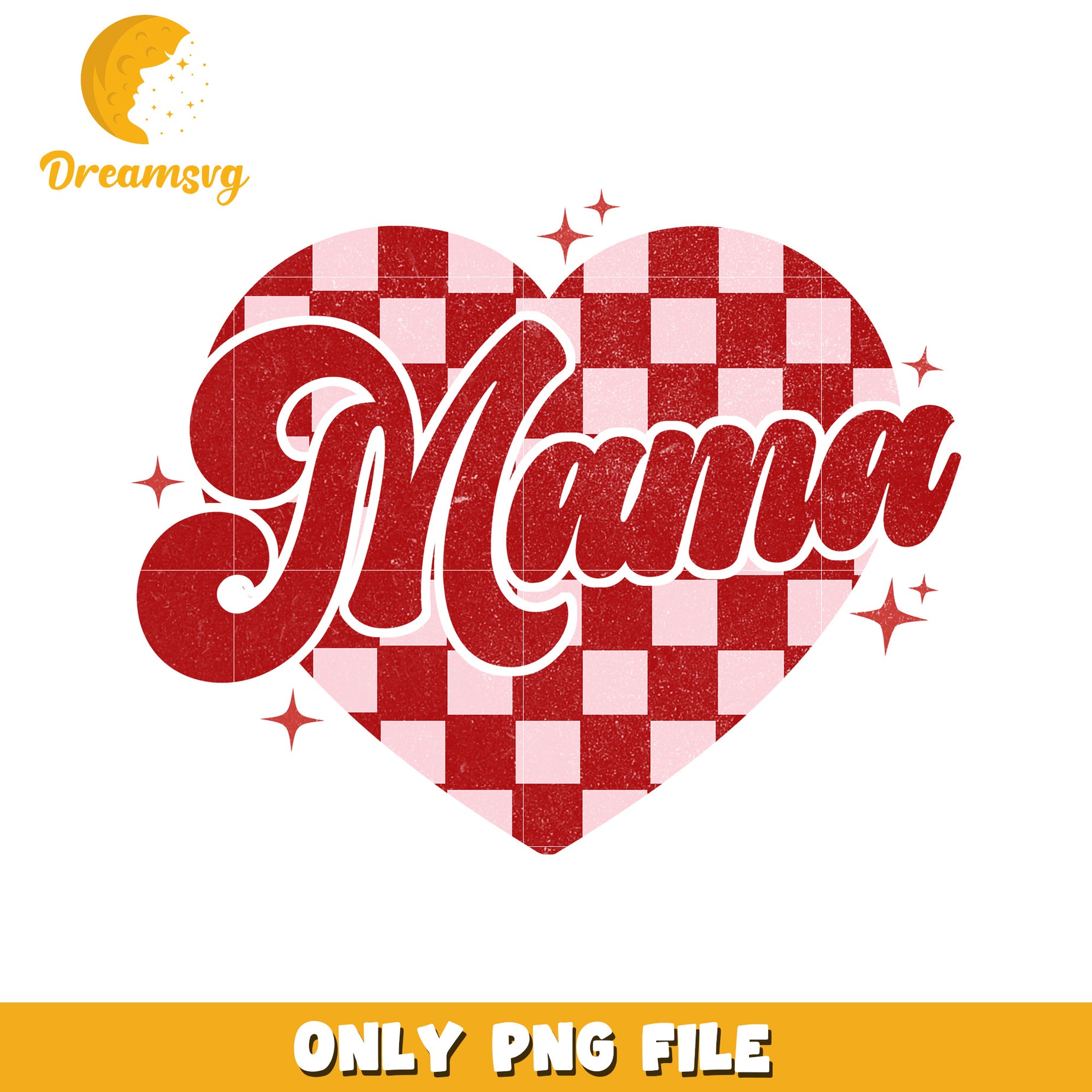 Mama Heart PNG Retro Design