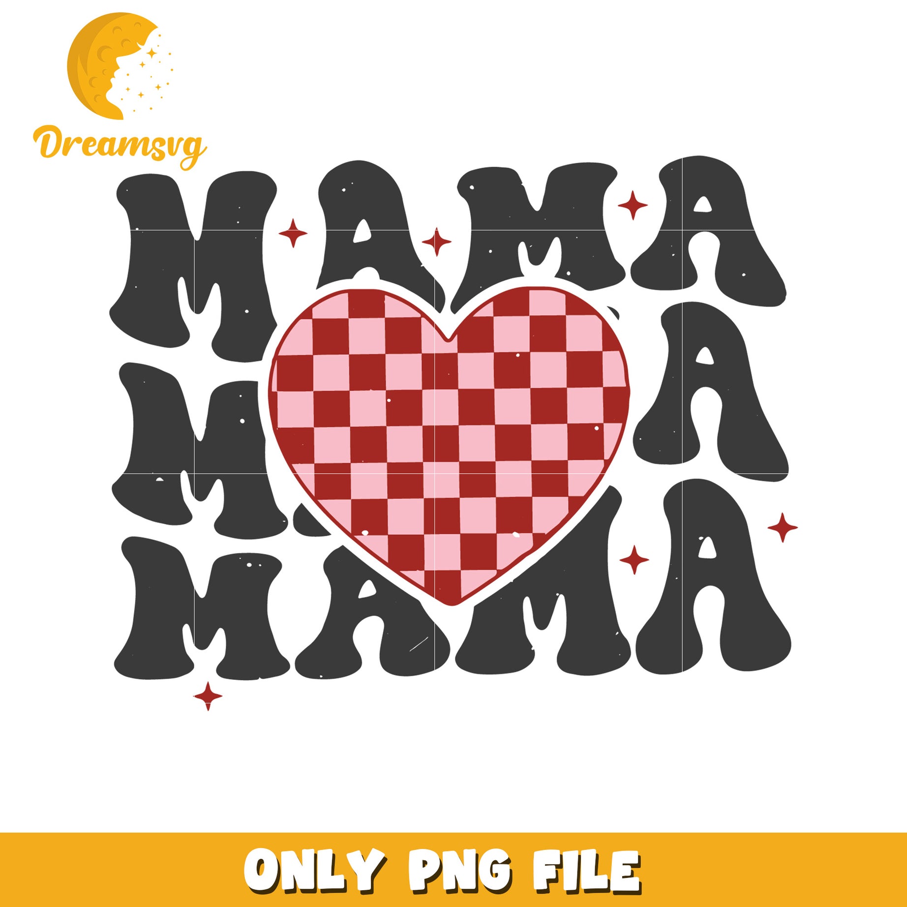 Mama Mama PNG Retro Heart Design