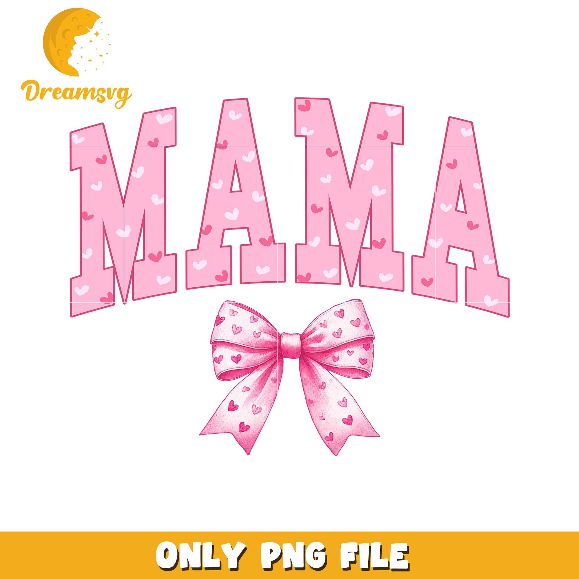 Mama PNG Design Hearts Bow