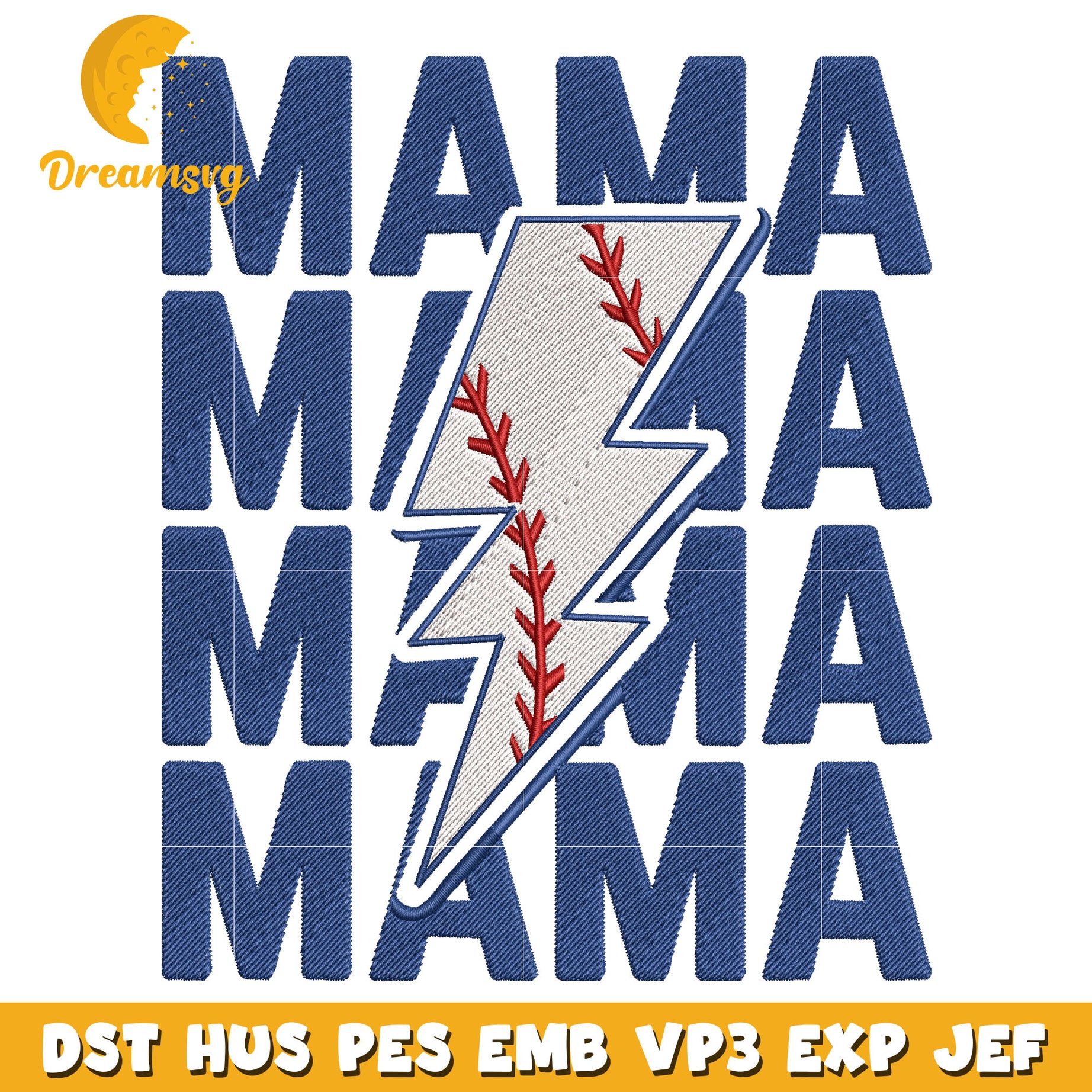 Mama baseball embroidery design