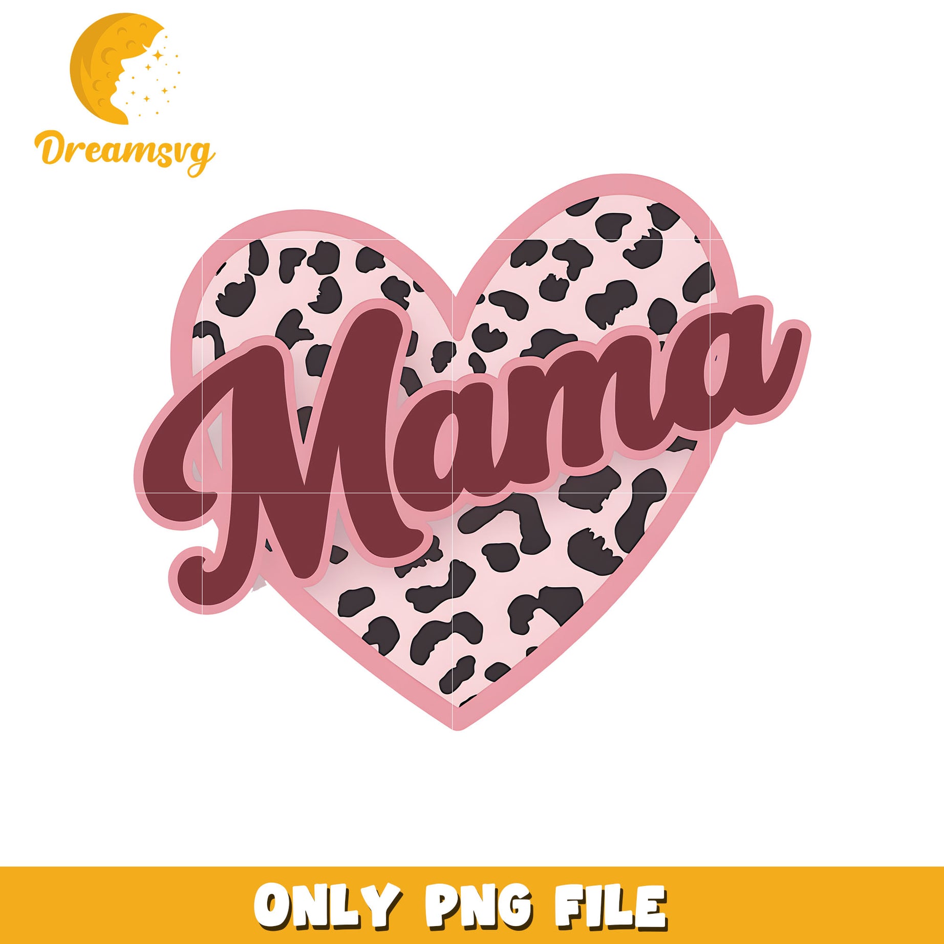 Mama heart shape leopard pattern png, mama png, valentine png