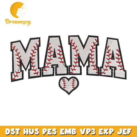 Mama love baseball embroidery design