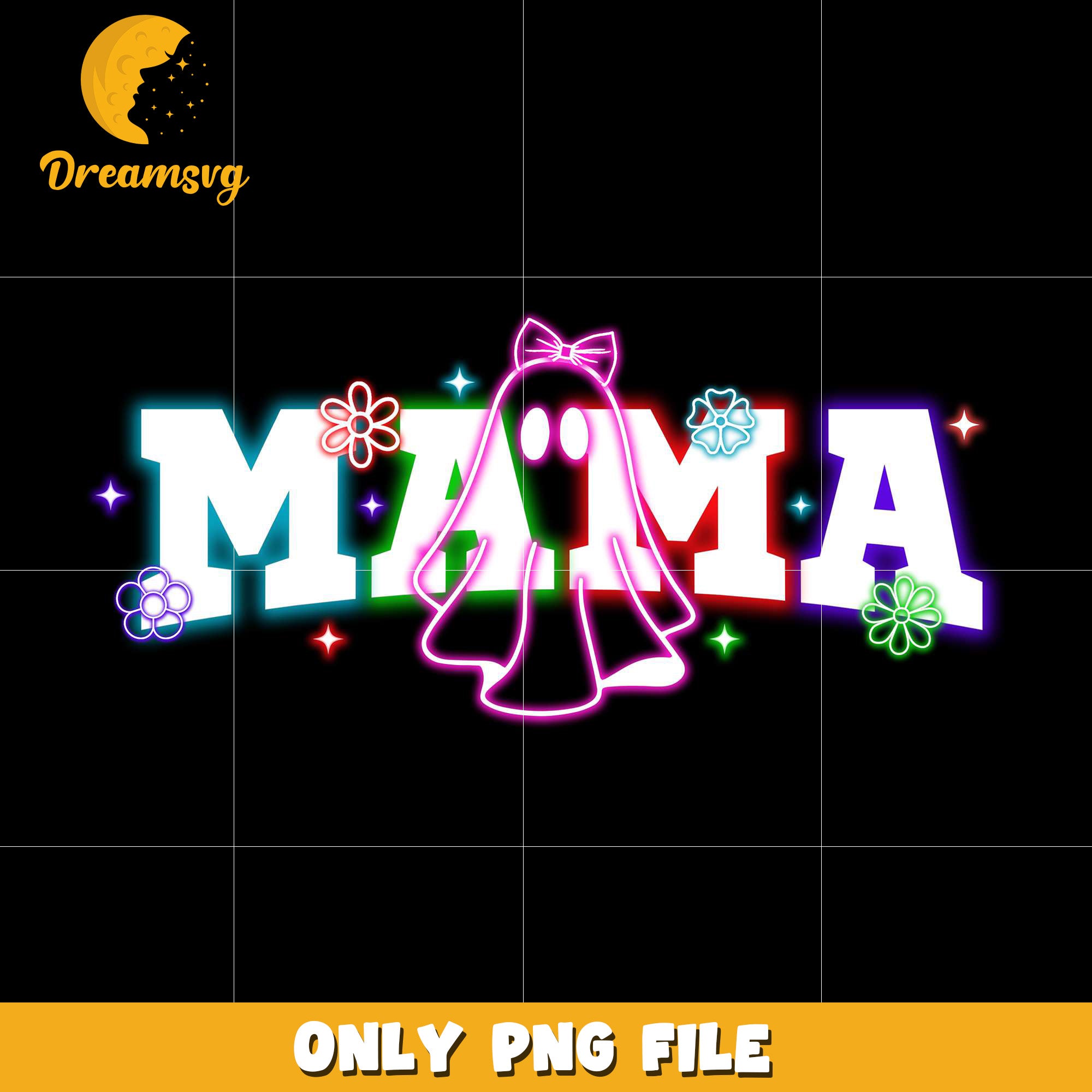 Mama neon png, spooky autumn​ png, trick or treat png