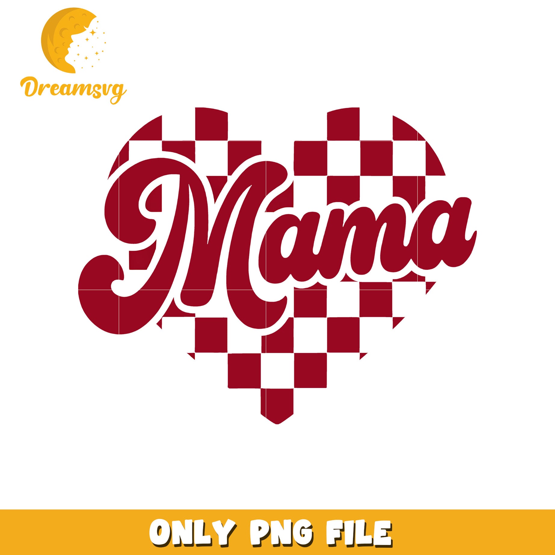 Mama red heart checkered pattern png, mama png, valentine png