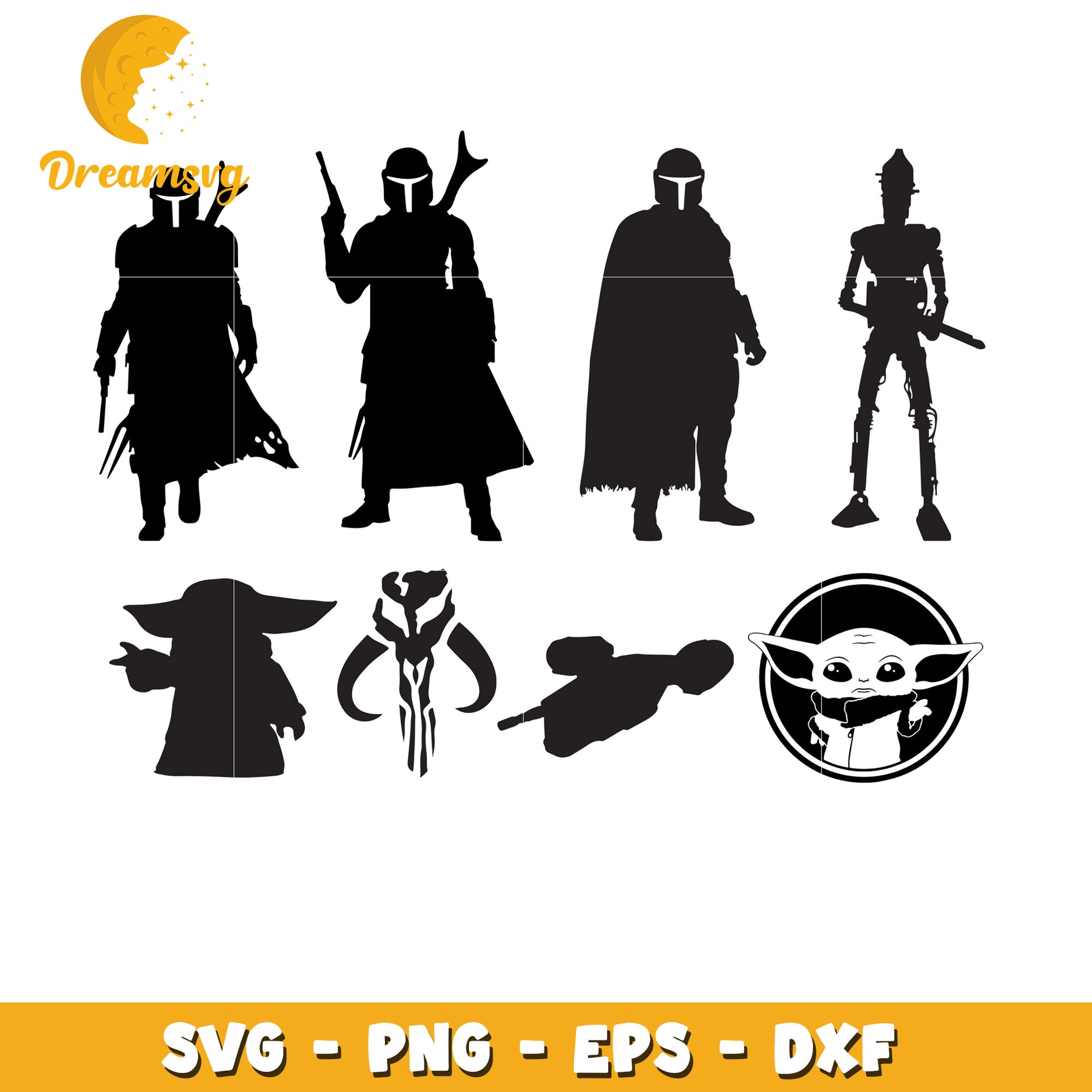 Mandalorian Baby Yoda bundle svg, star wars movies svg