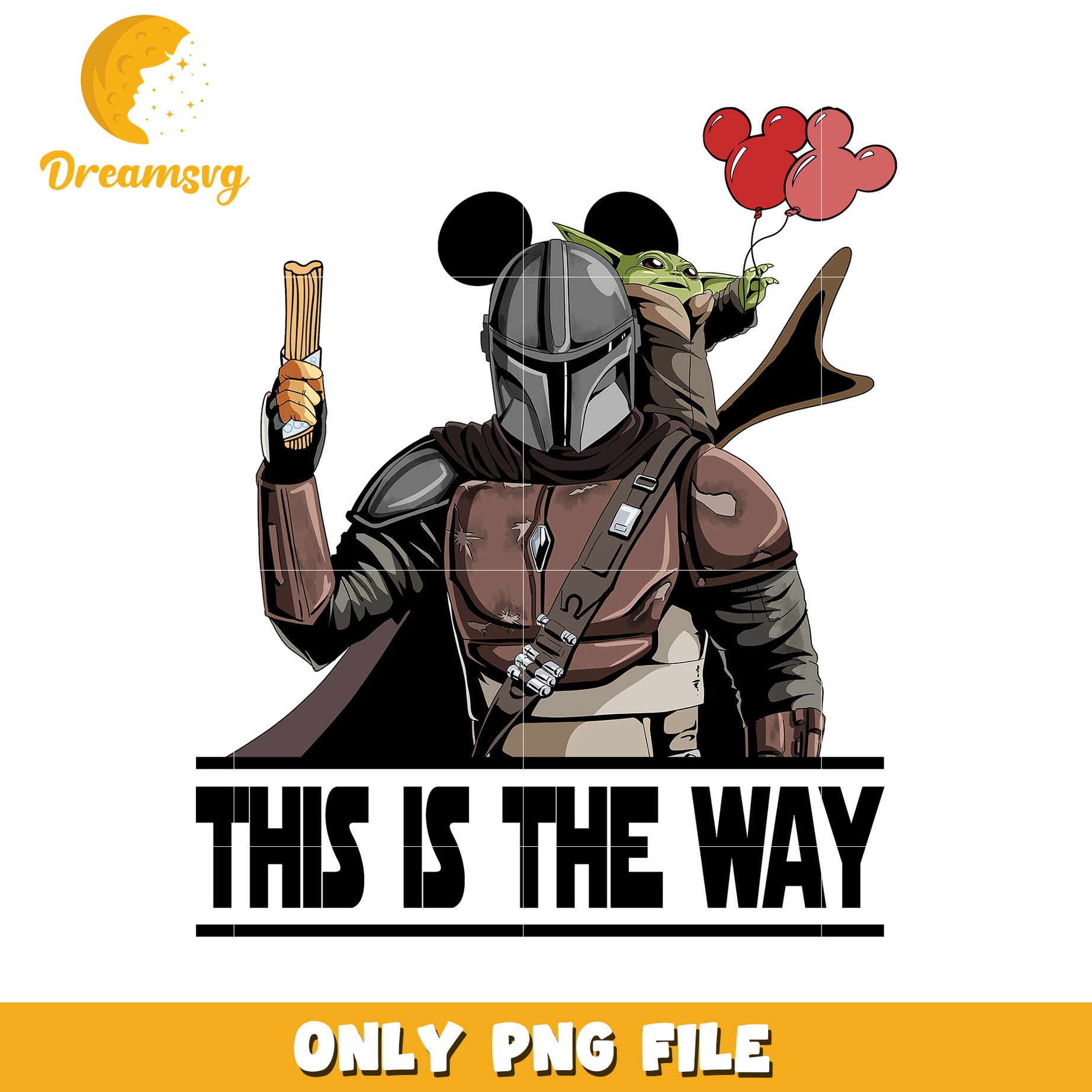 Mandalorian and Baby Yoda This Is The Way PNG Art