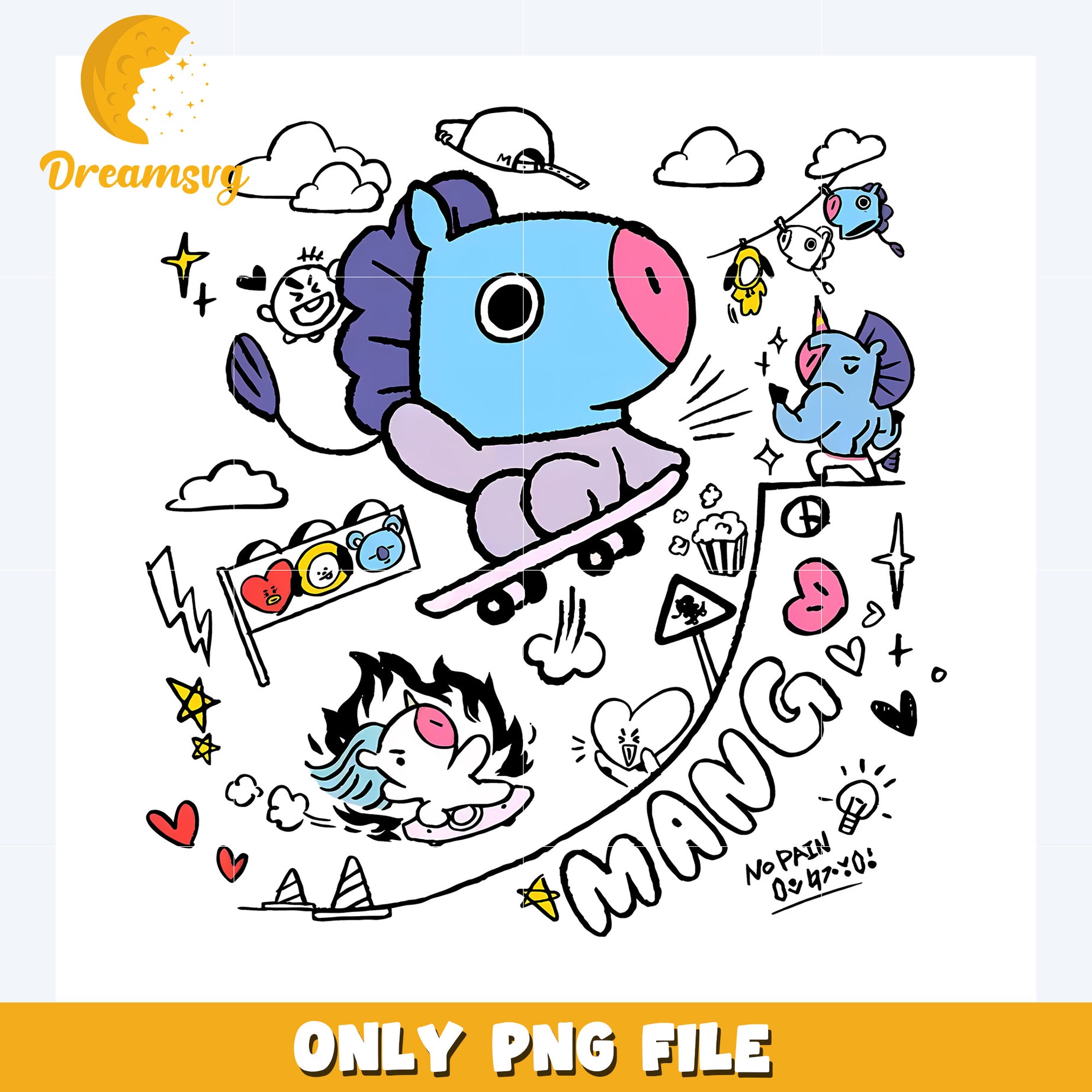 Mang cute design png, bt21 characters​ png, bt21 plushies​ png