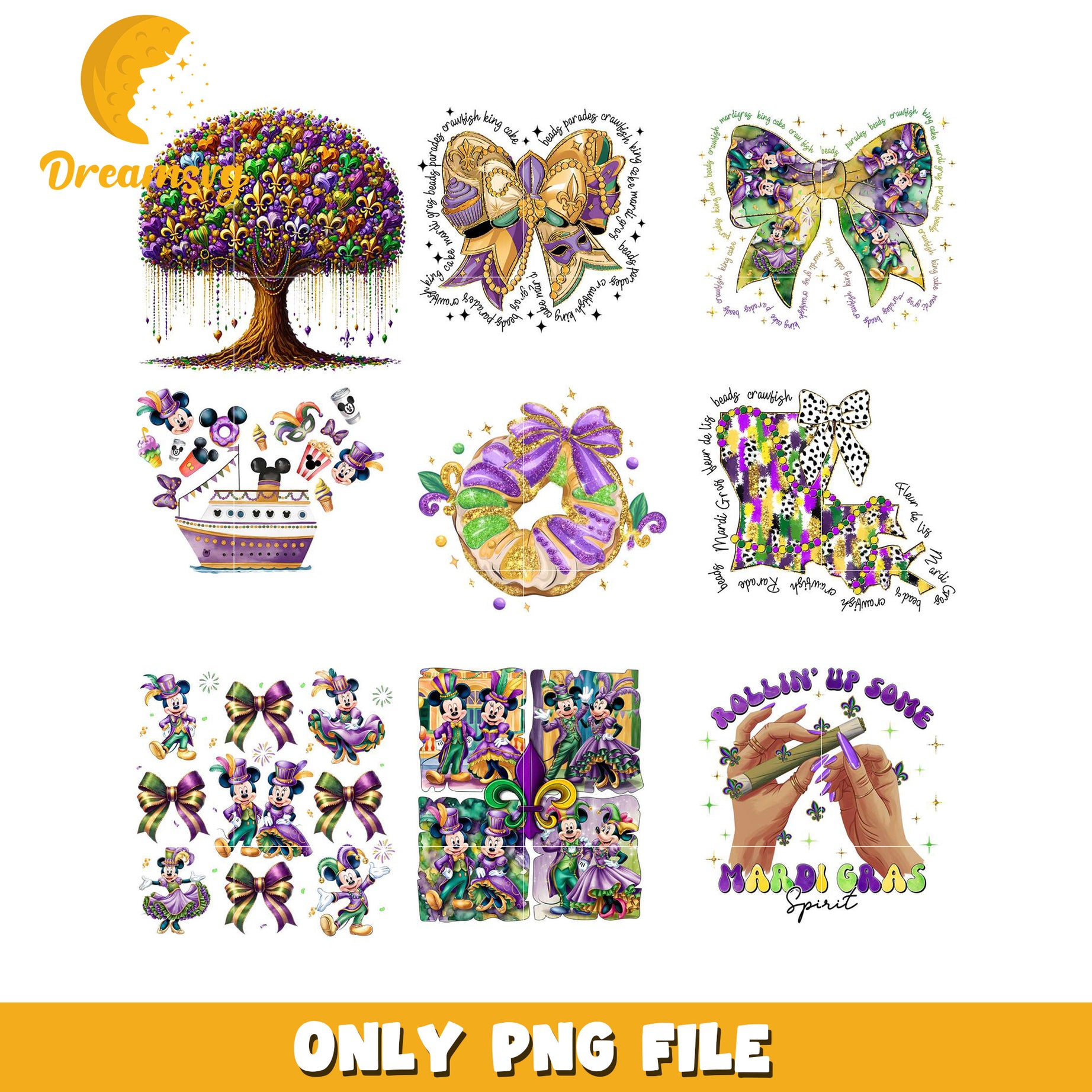 Mardi Gras Bundle PNG Collection Colorful Designs Set
