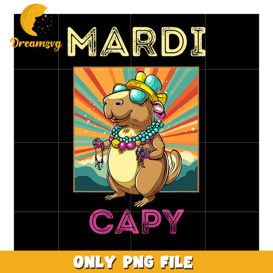 Mardi Gras Capybara PNG Design