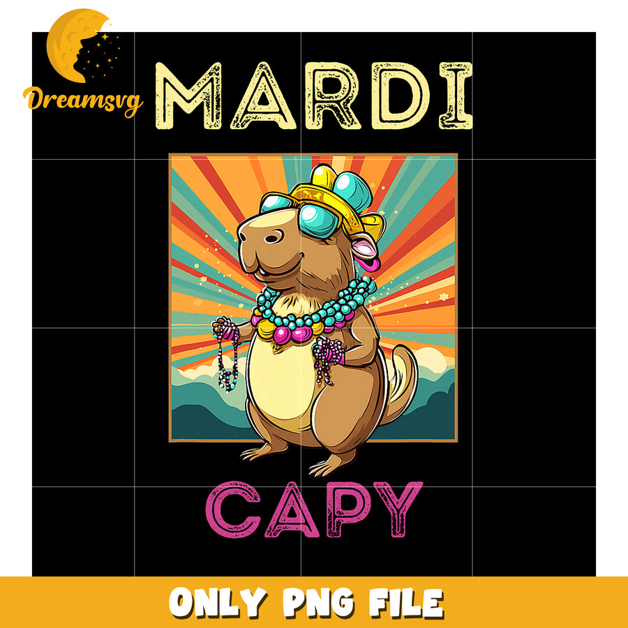 Mardi Gras Capybara PNG Design