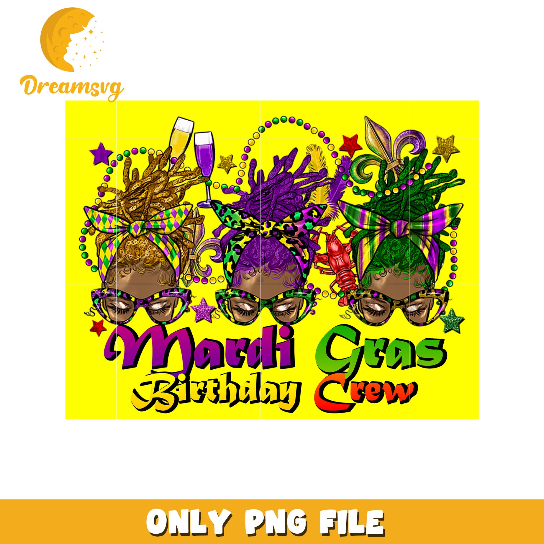 Mardi gras birthday crew design png, mardi gras birthday png