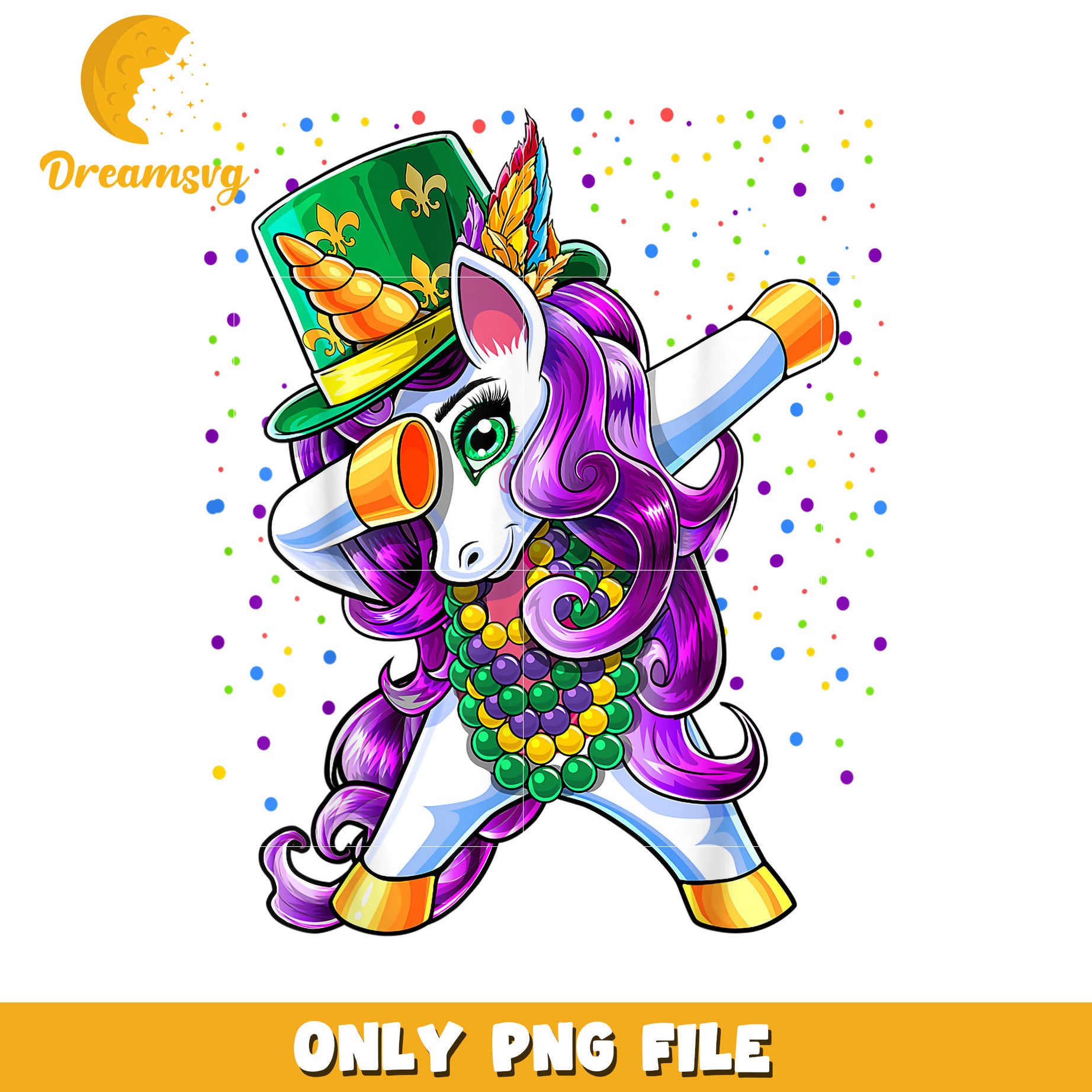 Mardi gras dabbing unicorn jester hat bead png, unicorn png