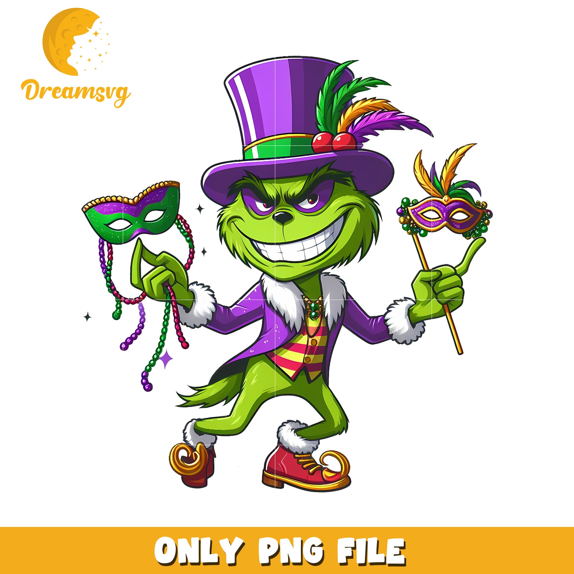 Mardi gras grinch clothes png, grinch png, mardi gras png