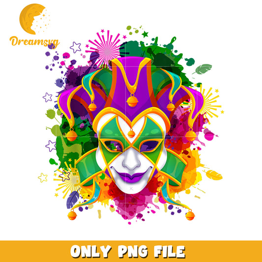 Mardi gras joker mask costume png, mardi gras mascot png