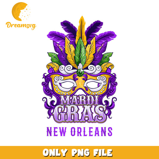 Mardi gras new orleans font design png, feathered mask png