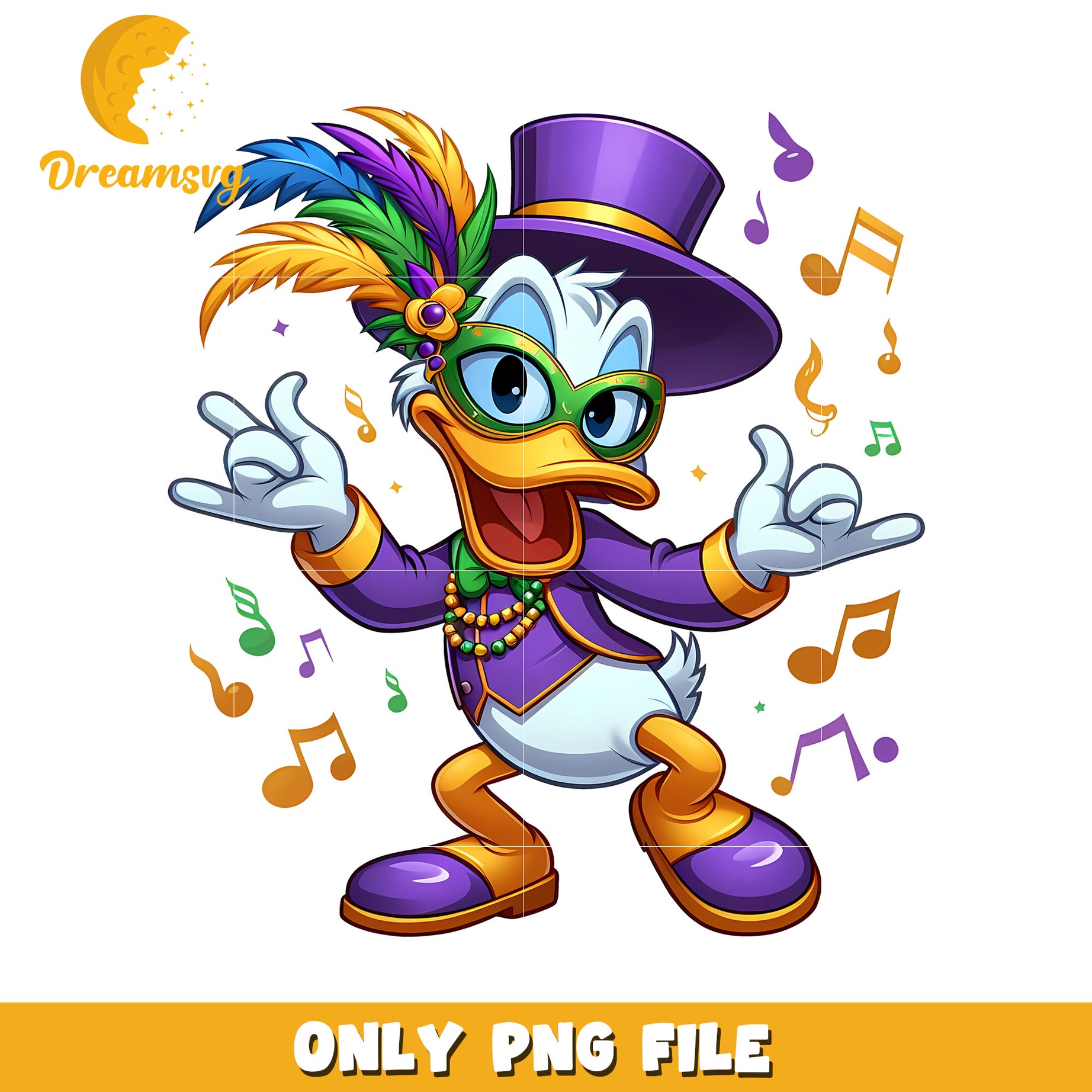 Mardi gras outfit design png, mardi gras png, donald duck png