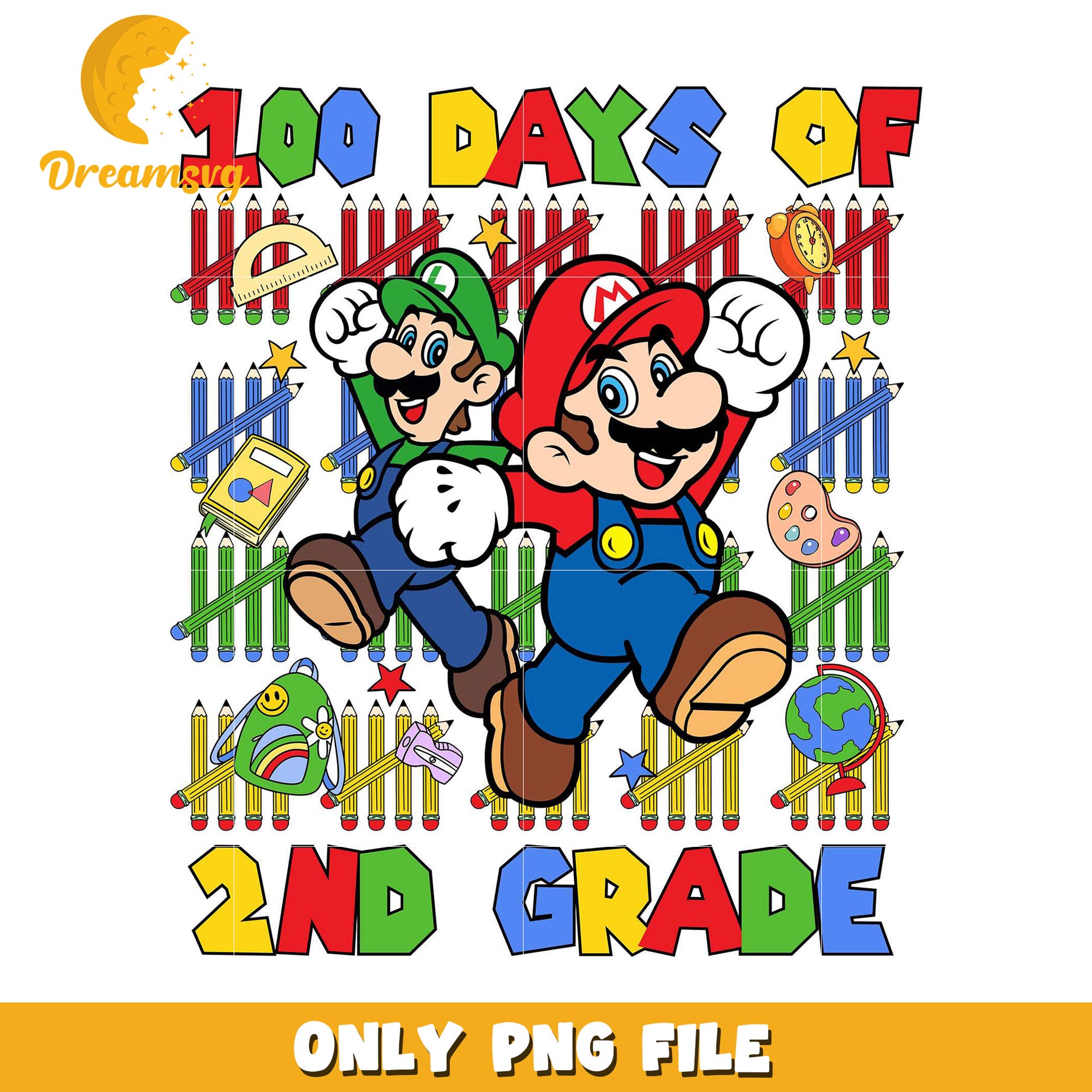 Mario 100 Days 2nd Grade PNG