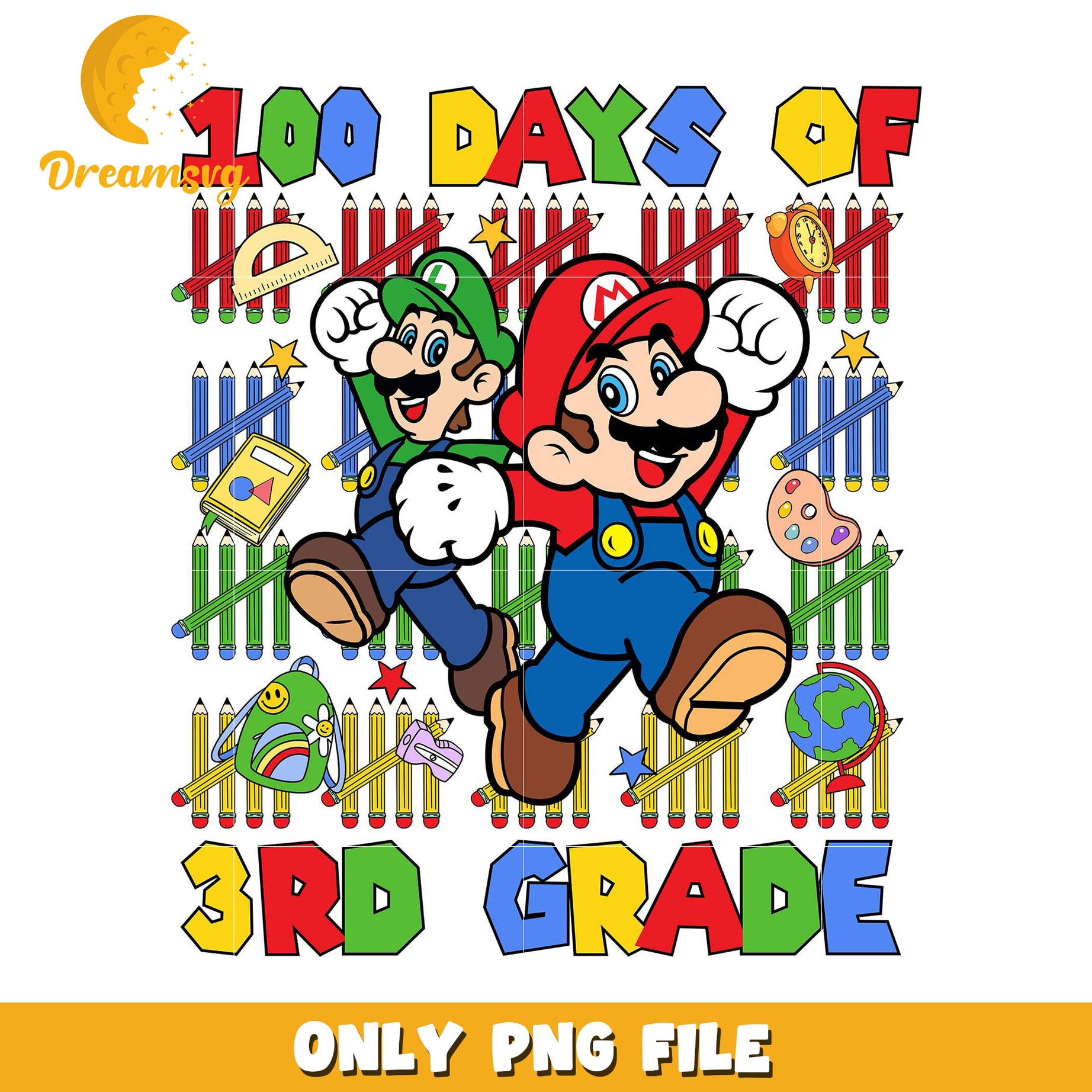 Mario 100 Days 3rd Grade PNG