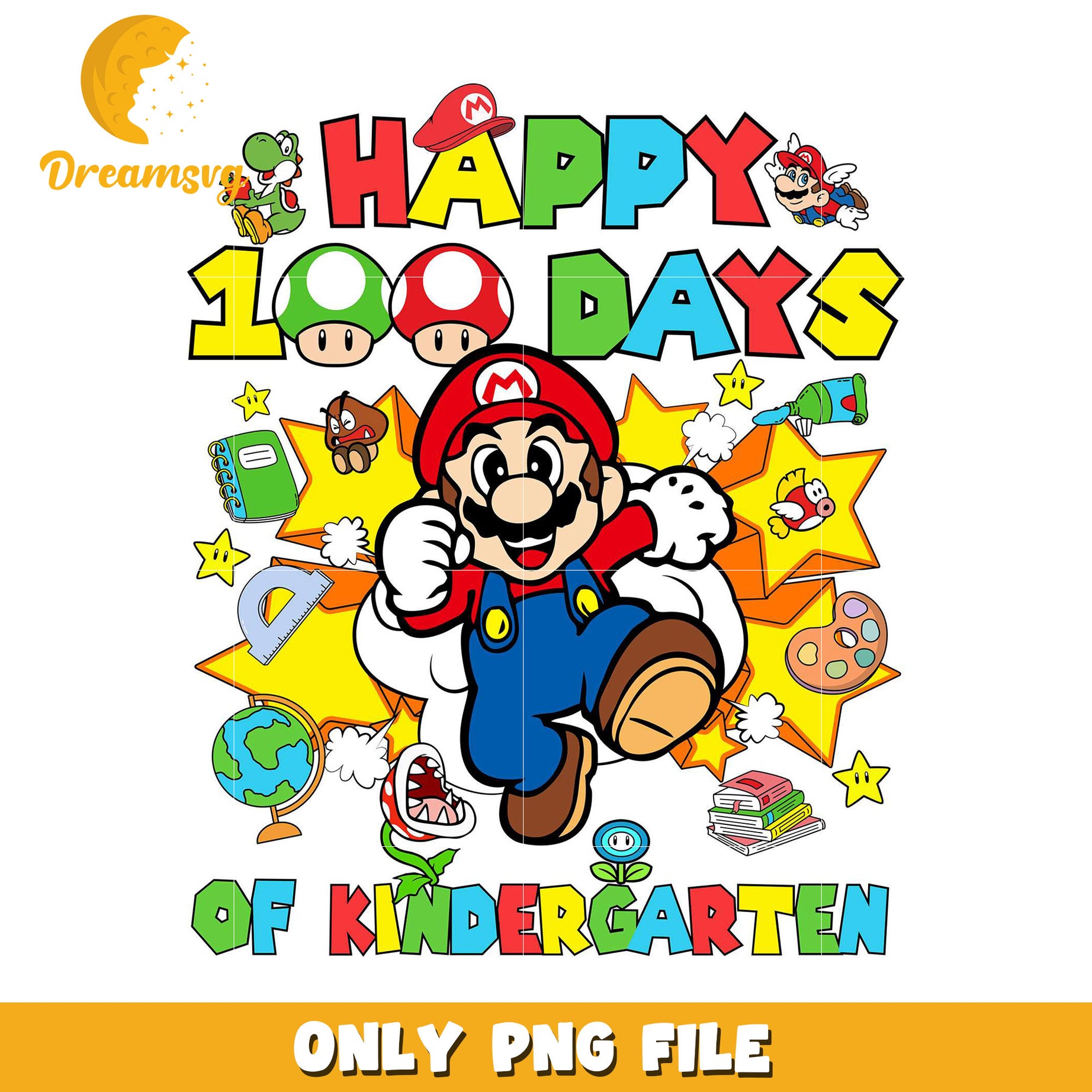 Mario 100 Days Kindergarten PNG