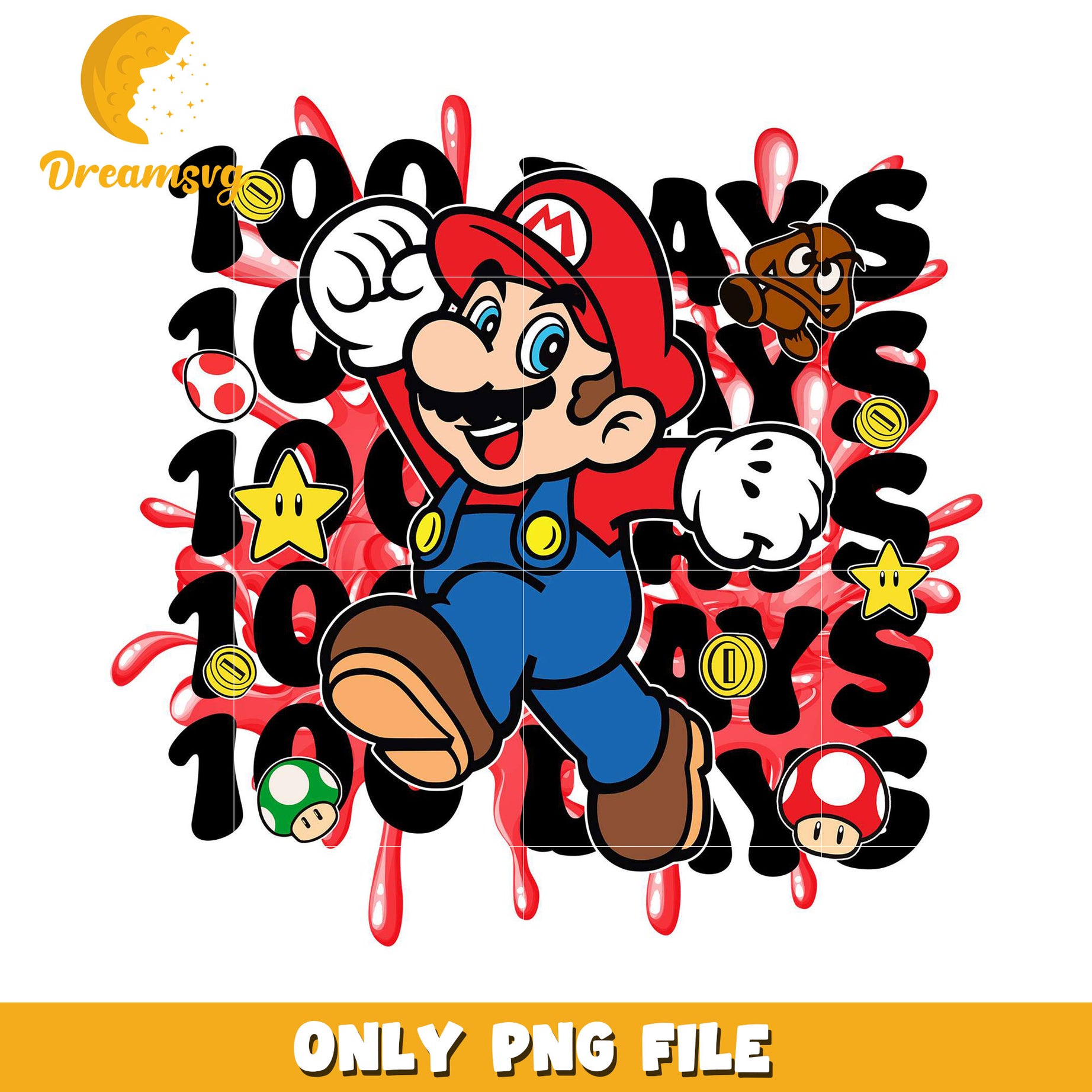 Mario 100 Days PNG Sublimation