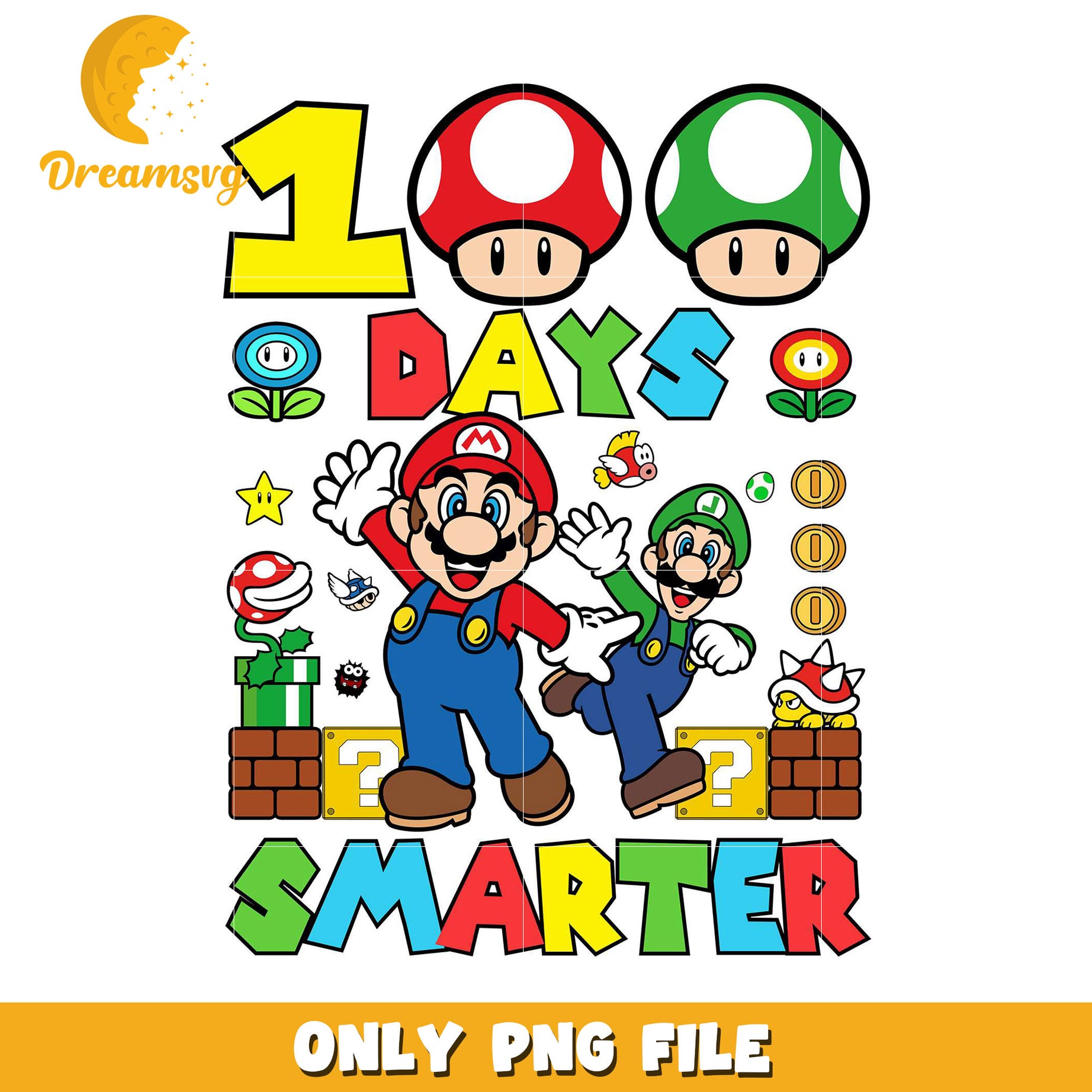 Mario 100 Days Smarter PNG