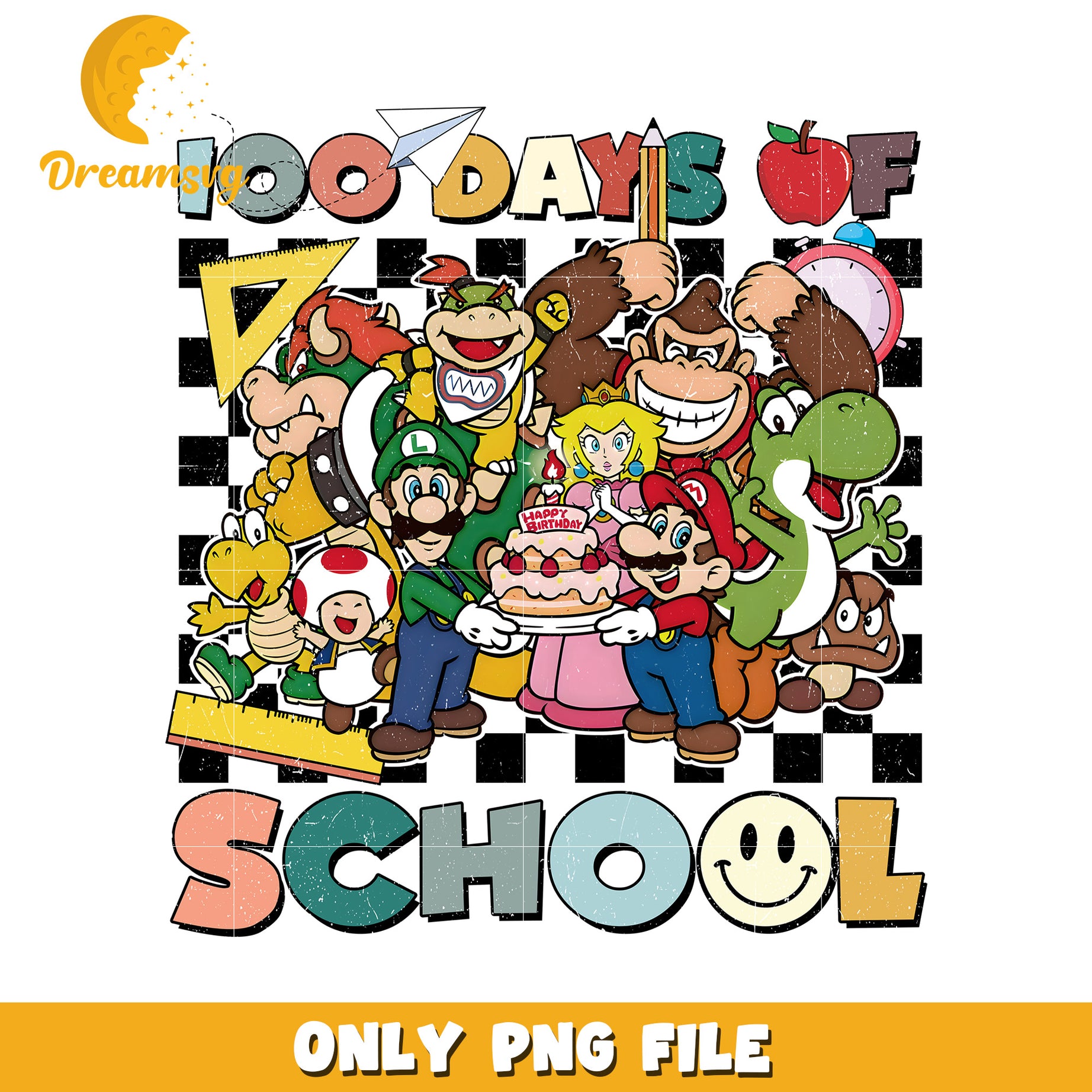 Mario 100 Days of School PNG