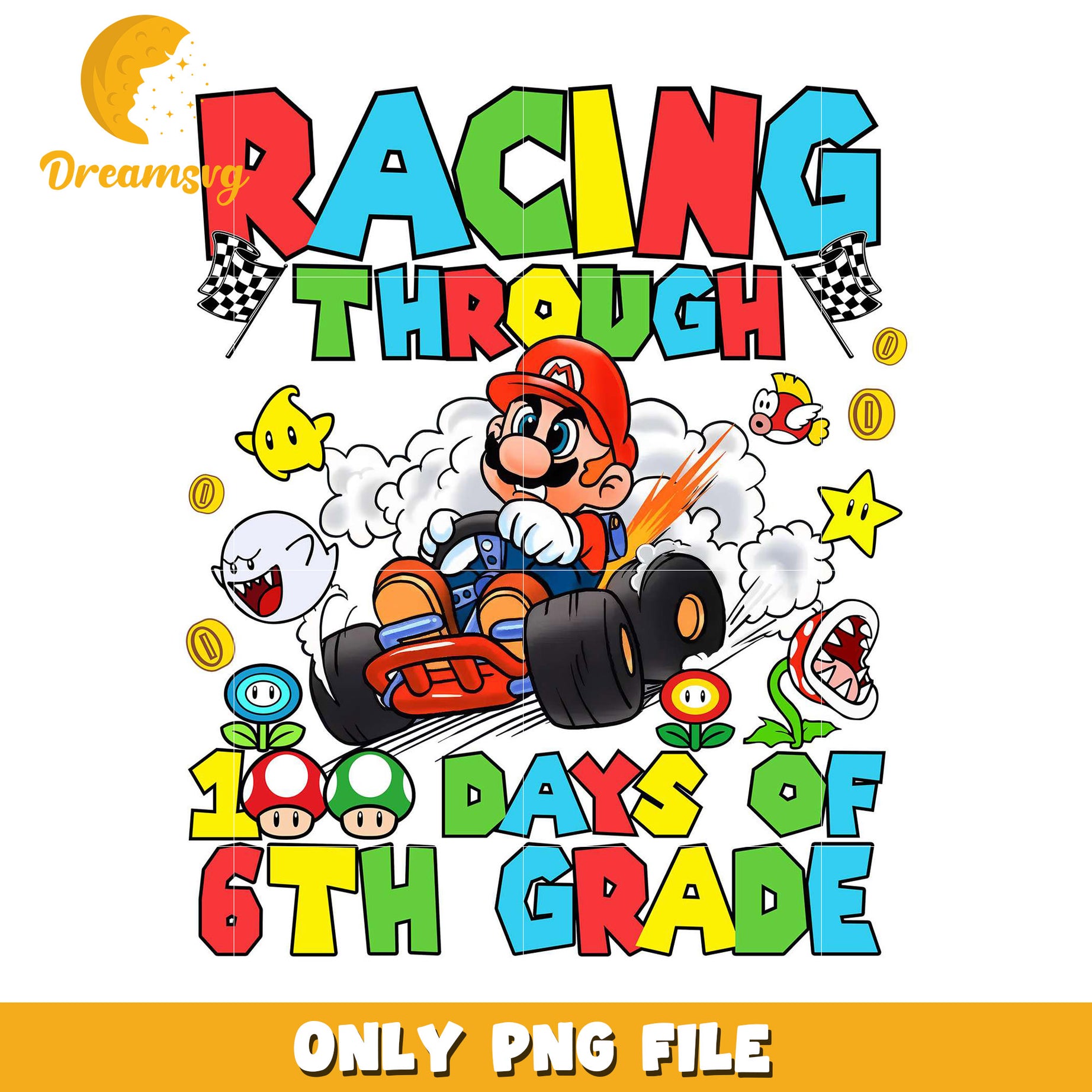 Mario Kart 100 Days 6th Grade PNG