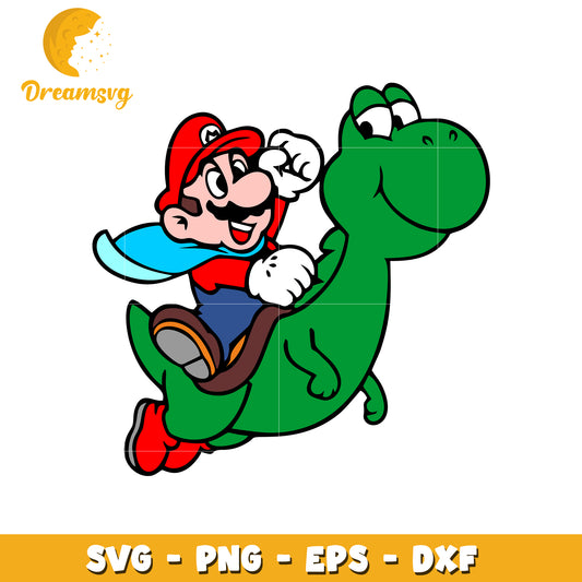 Mario Riding Yoshi SVG PNG EPS DXF