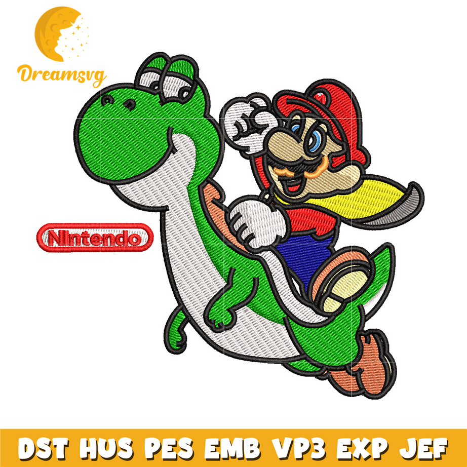 Mario dragon embroidery design