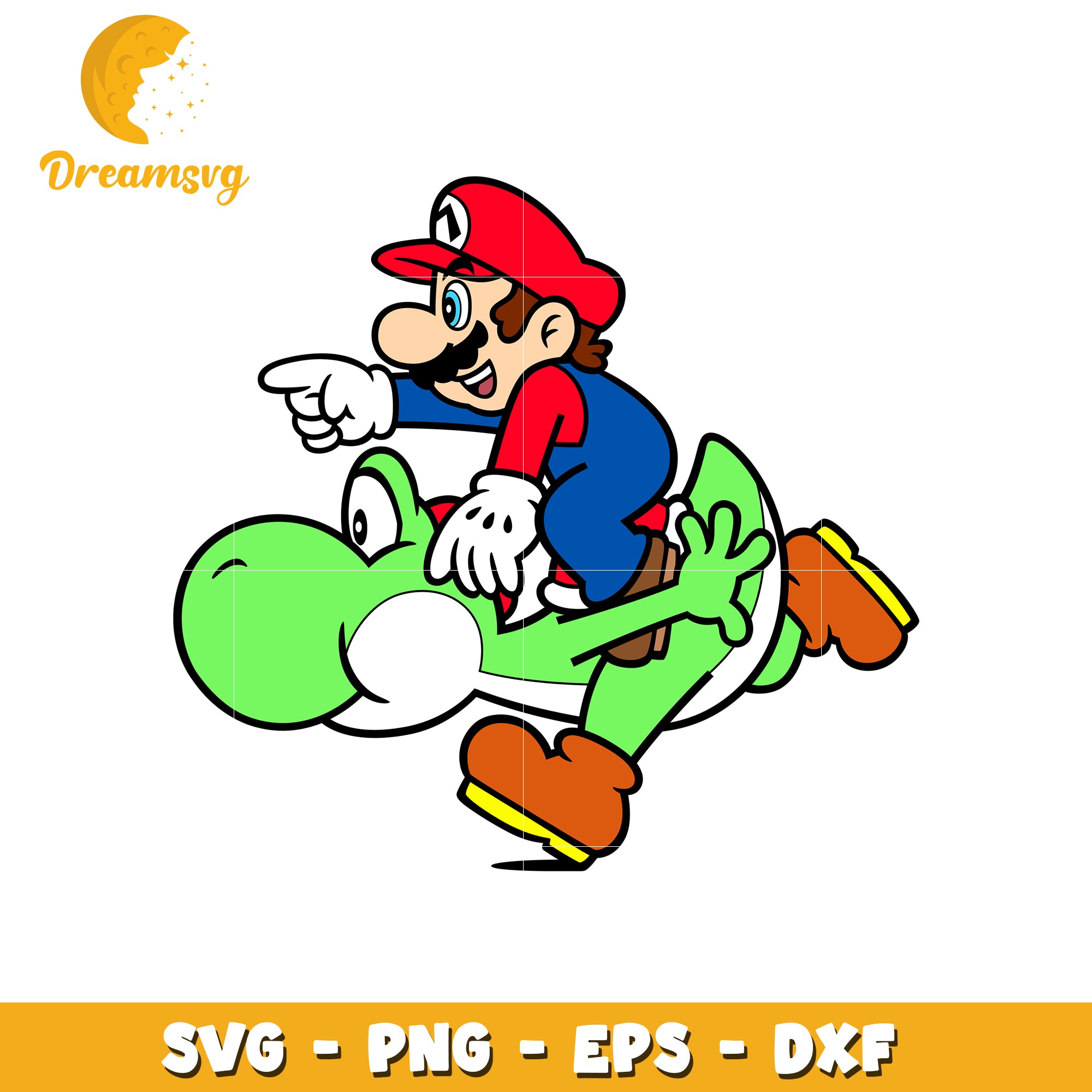Mario on Yoshi SVG PNG EPS DXF