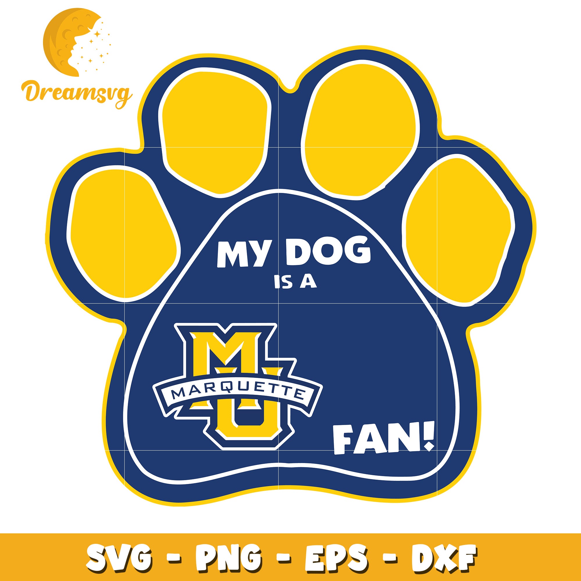 Marquette Dog Paw Print SVG Cut File