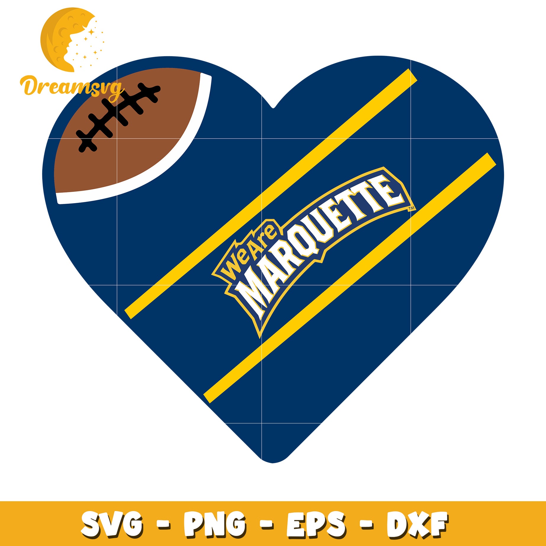 Marquette Football Heart SVG PNG EPS DXF