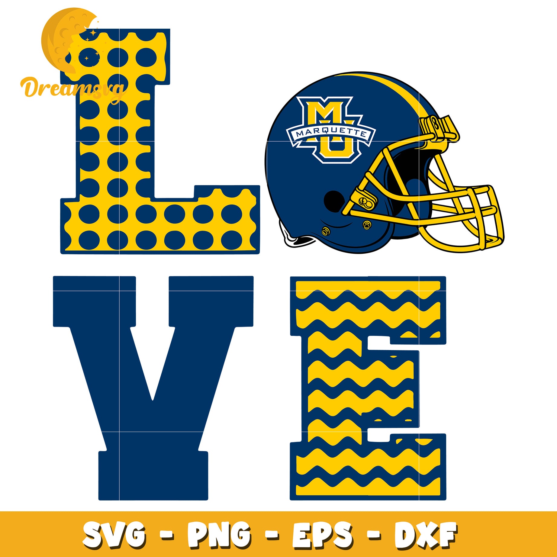 Marquette Football Love SVG PNG EPS DXF