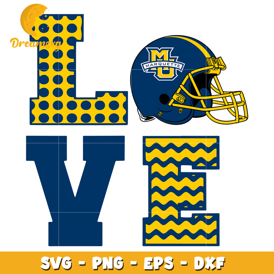 Marquette Football Love SVG PNG EPS DXF