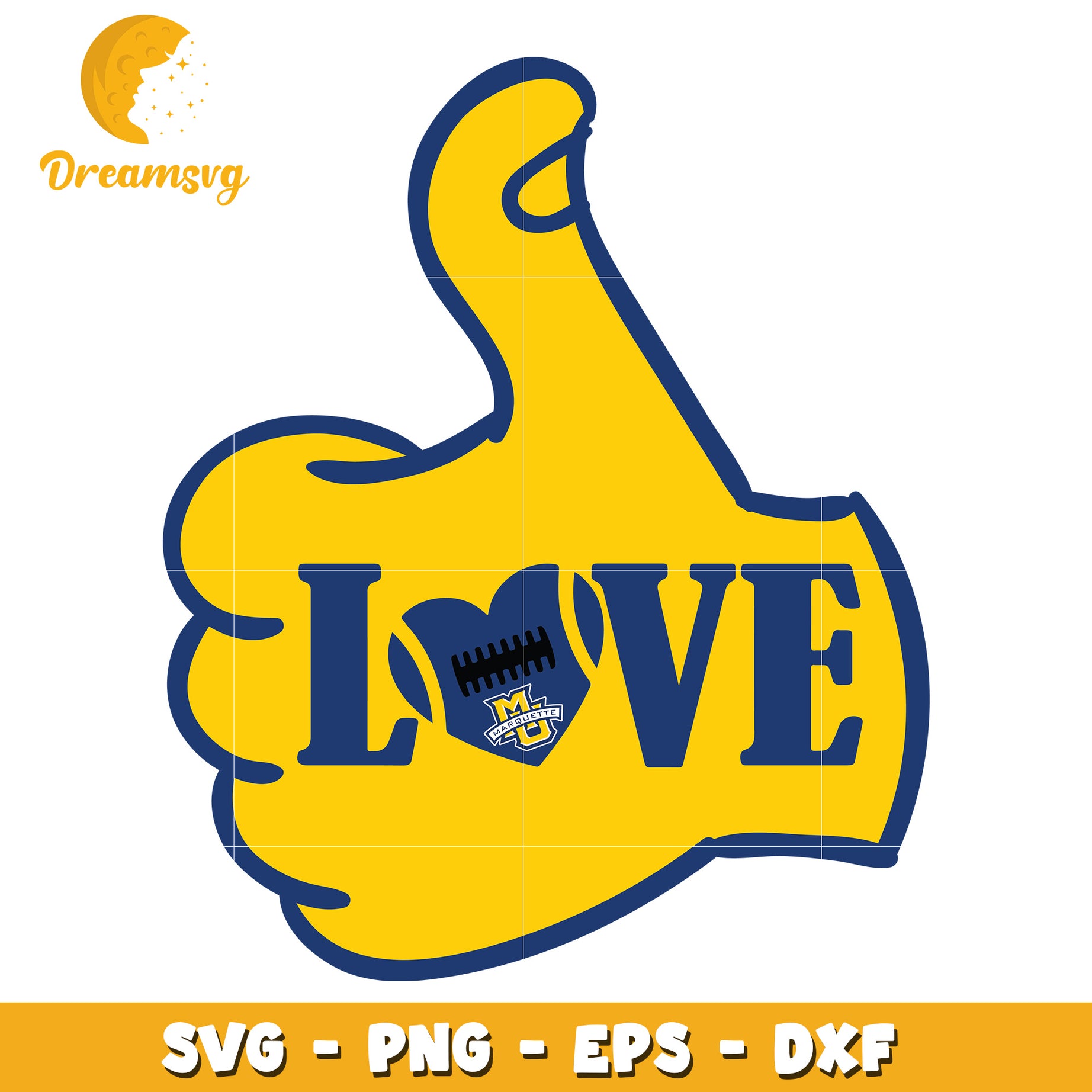 Marquette Football Love Thumbs Up SVG