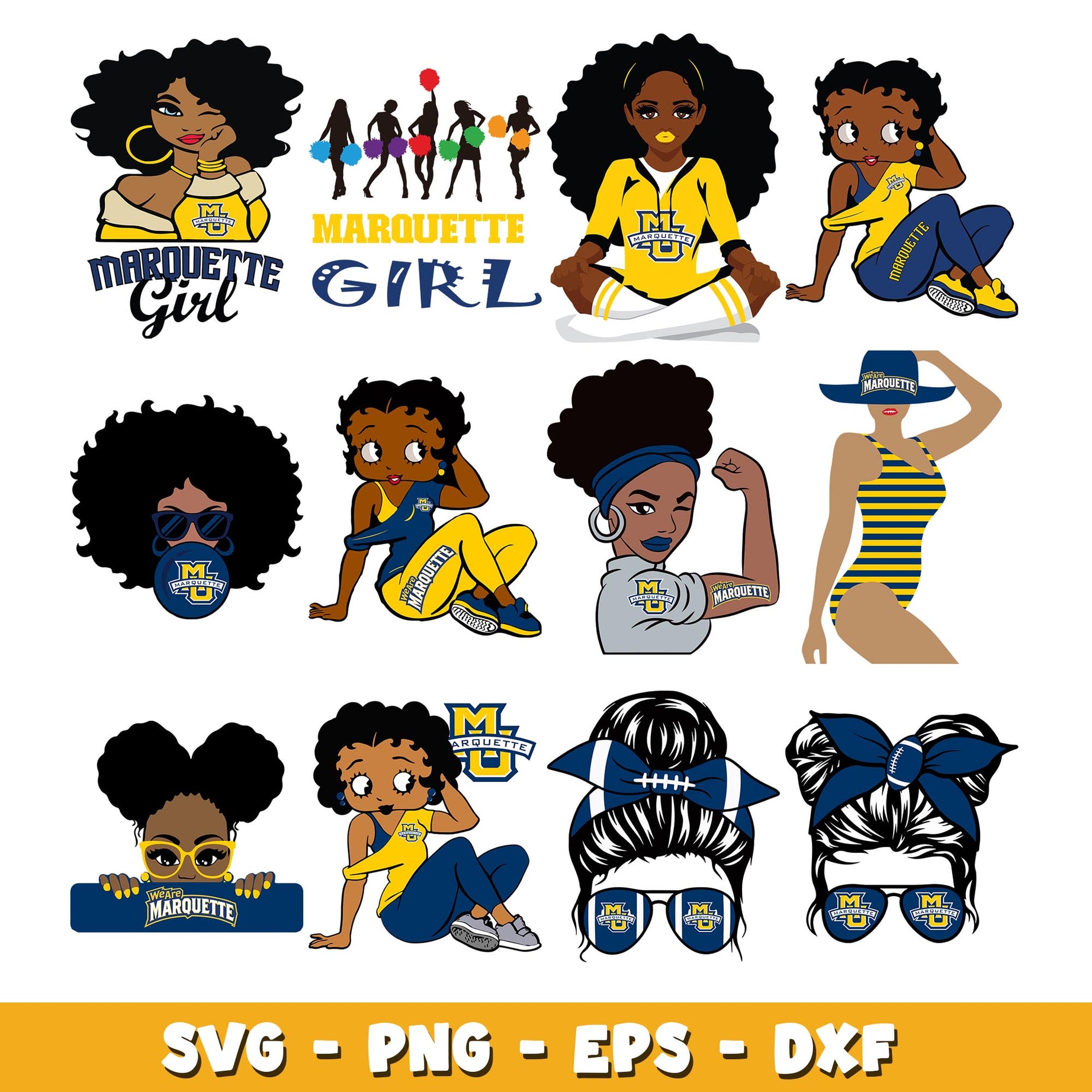 Marquette Golden girl Bundle svg, Marquette Golden logo svg, ncaa svg 