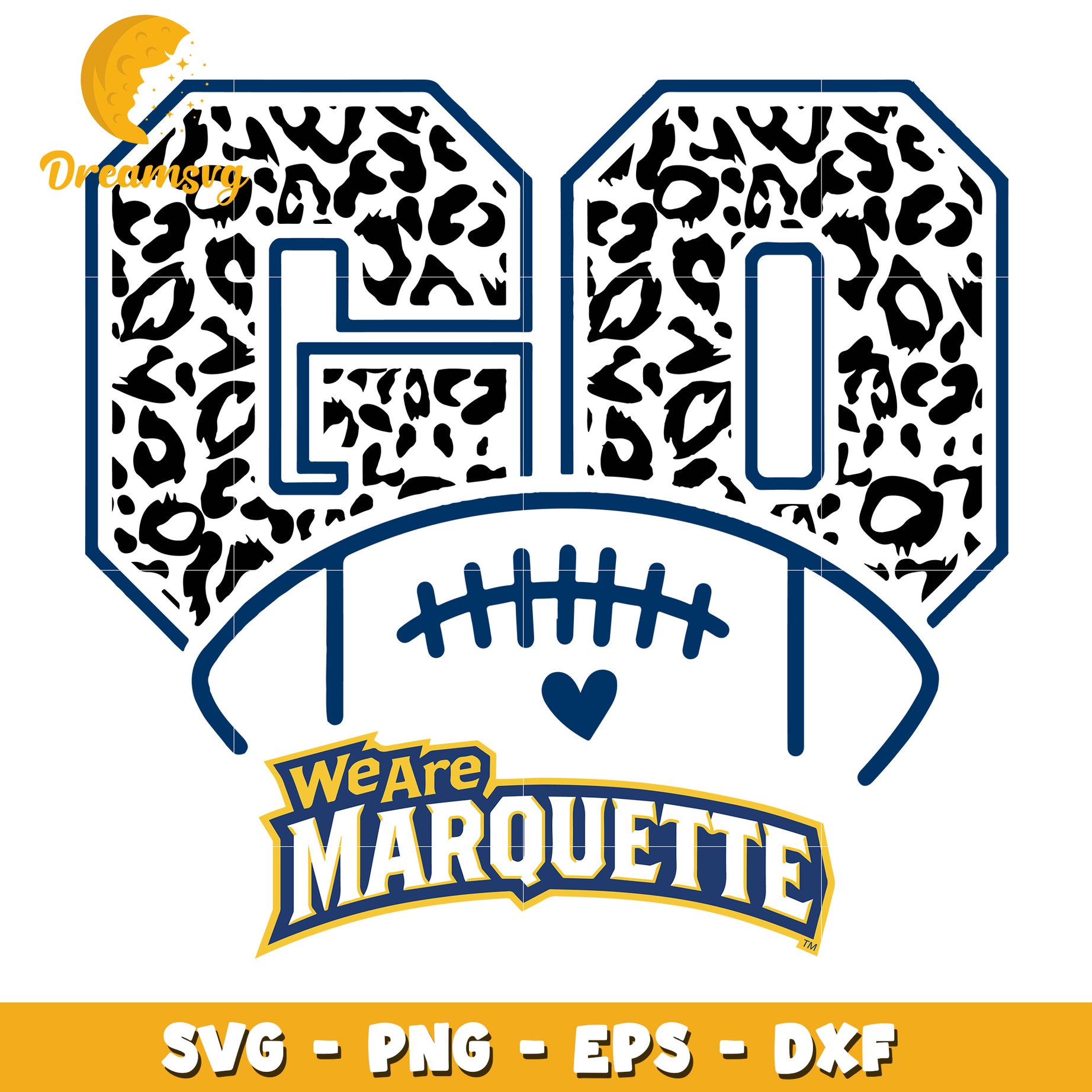 Marquette Leopard Print Football SVG