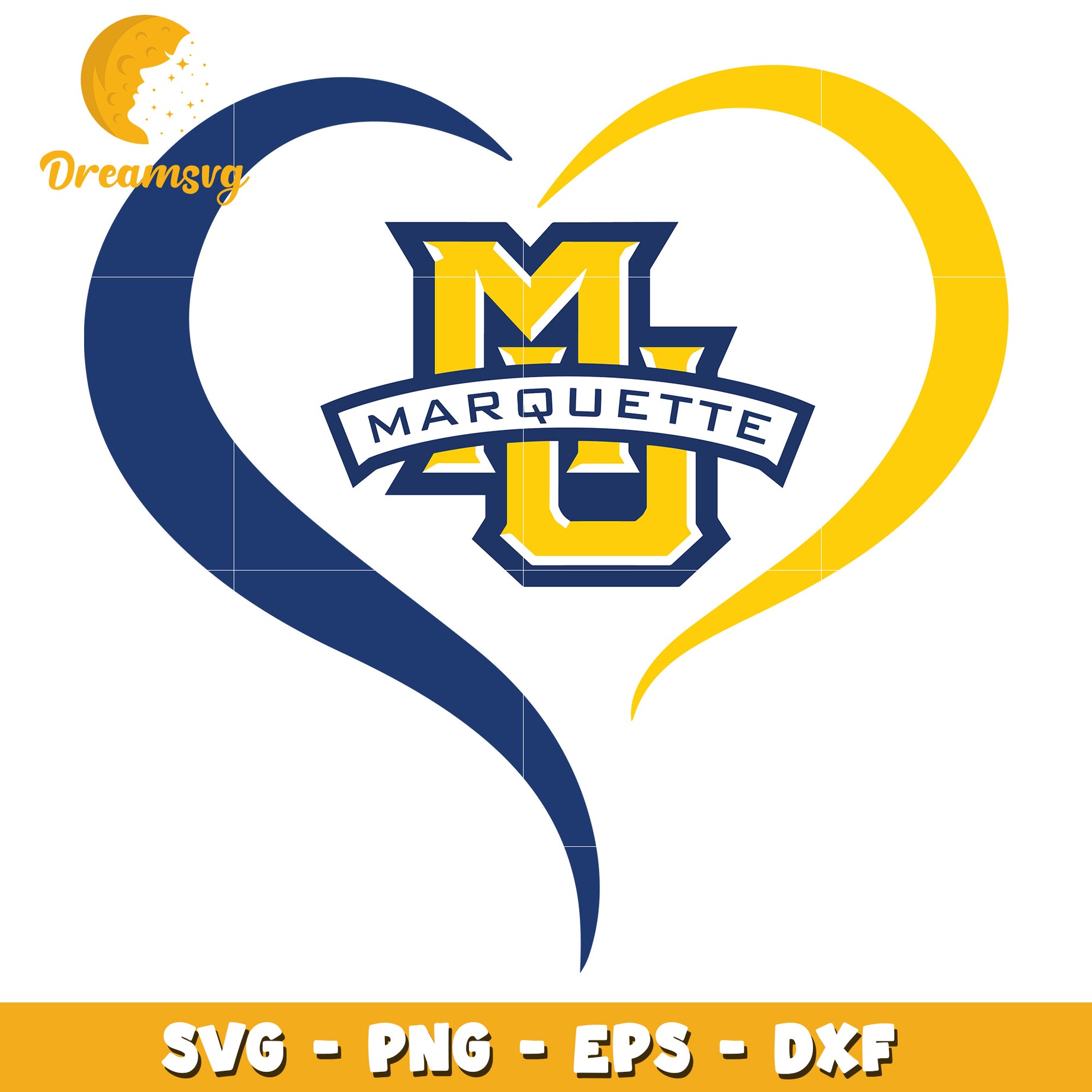 Marquette University Heart SVG PNG EPS DXF