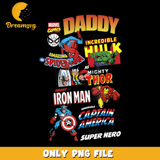 Marvel Daddy Superhero Comic Collage PNG, Spiderman Hulk Thor, Father