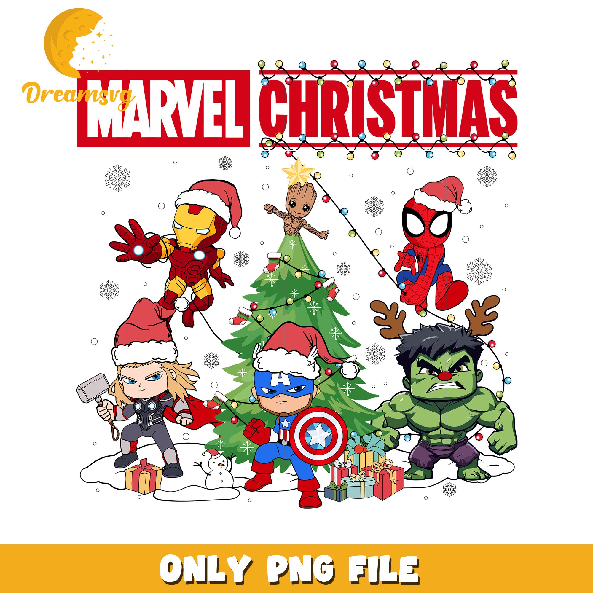 Marvel christmas png, holiday cheer png, disney festive png