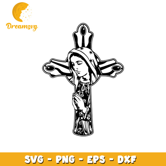 Mary mother of jesus cross svg, virgen de guadalupe svg