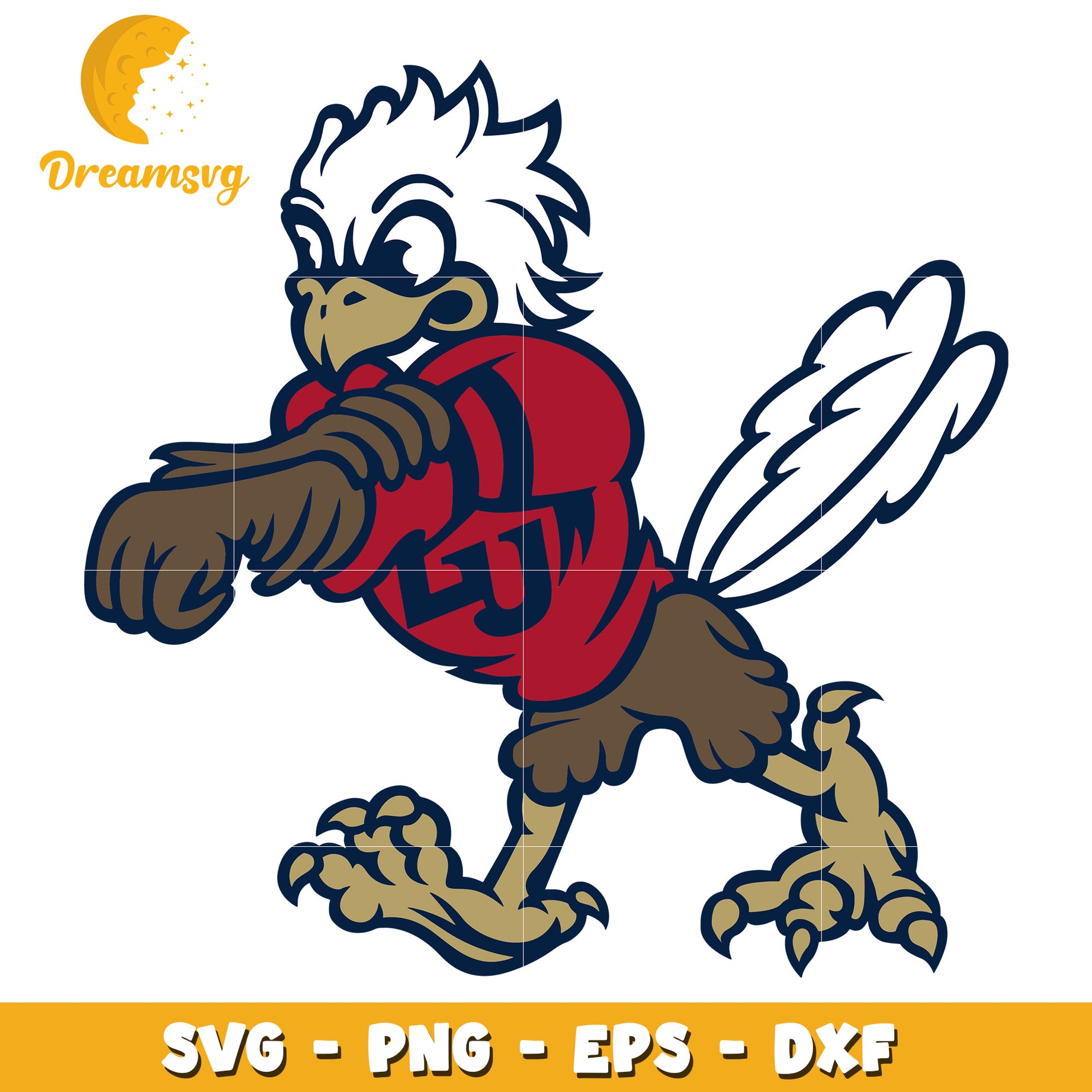 Mascot SVG  Red Jersey Eagle PNG, EPS, DXF