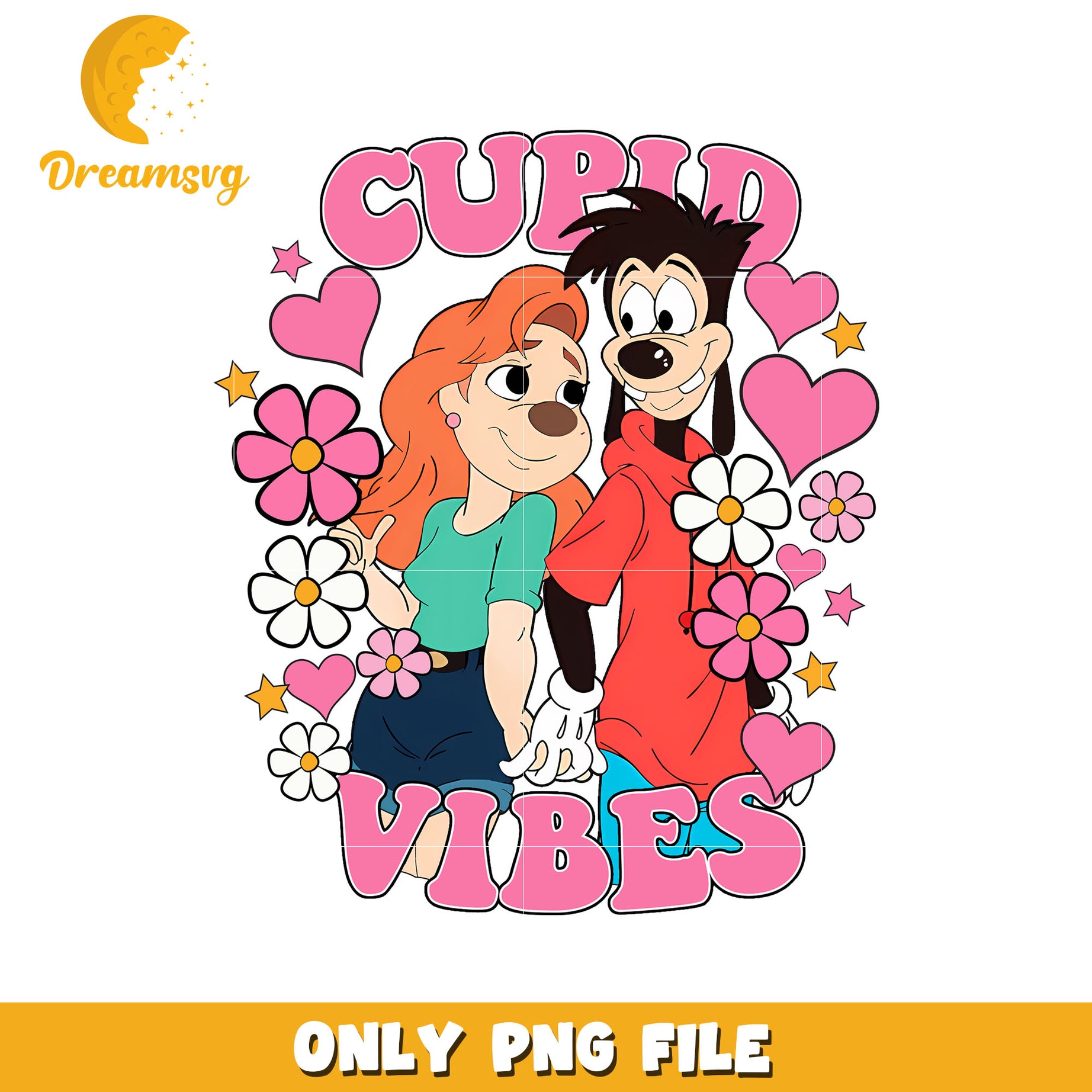 Max and Roxanne cupid vibes png, disney png, valentine png