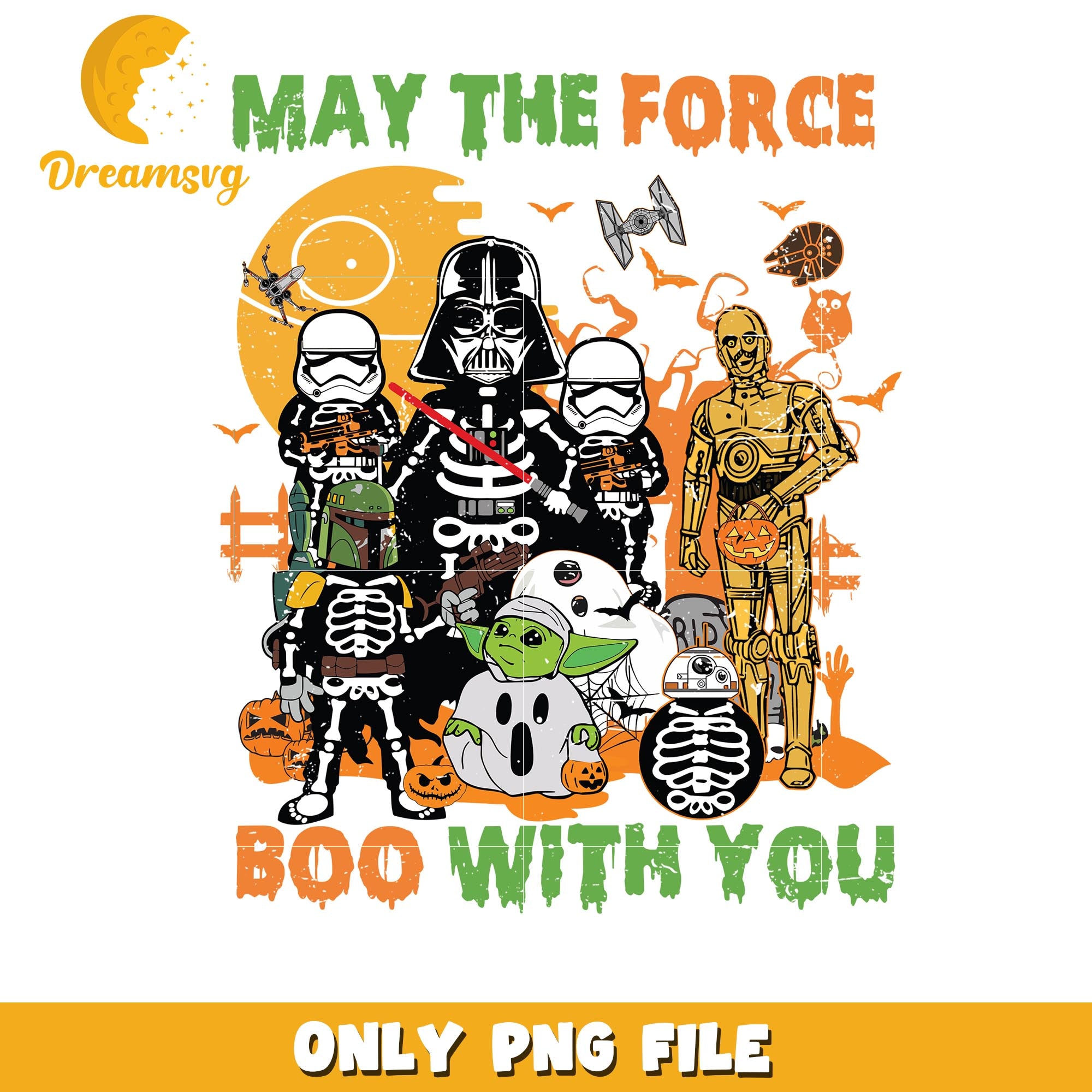 May the force boo with you png, Disney Halloween Star War movies png