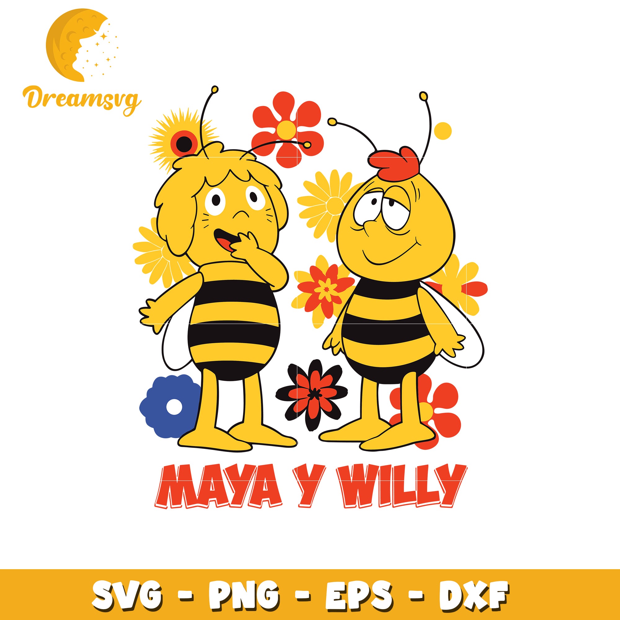 Maya and Willy Bee SVG PNG EPS DXF