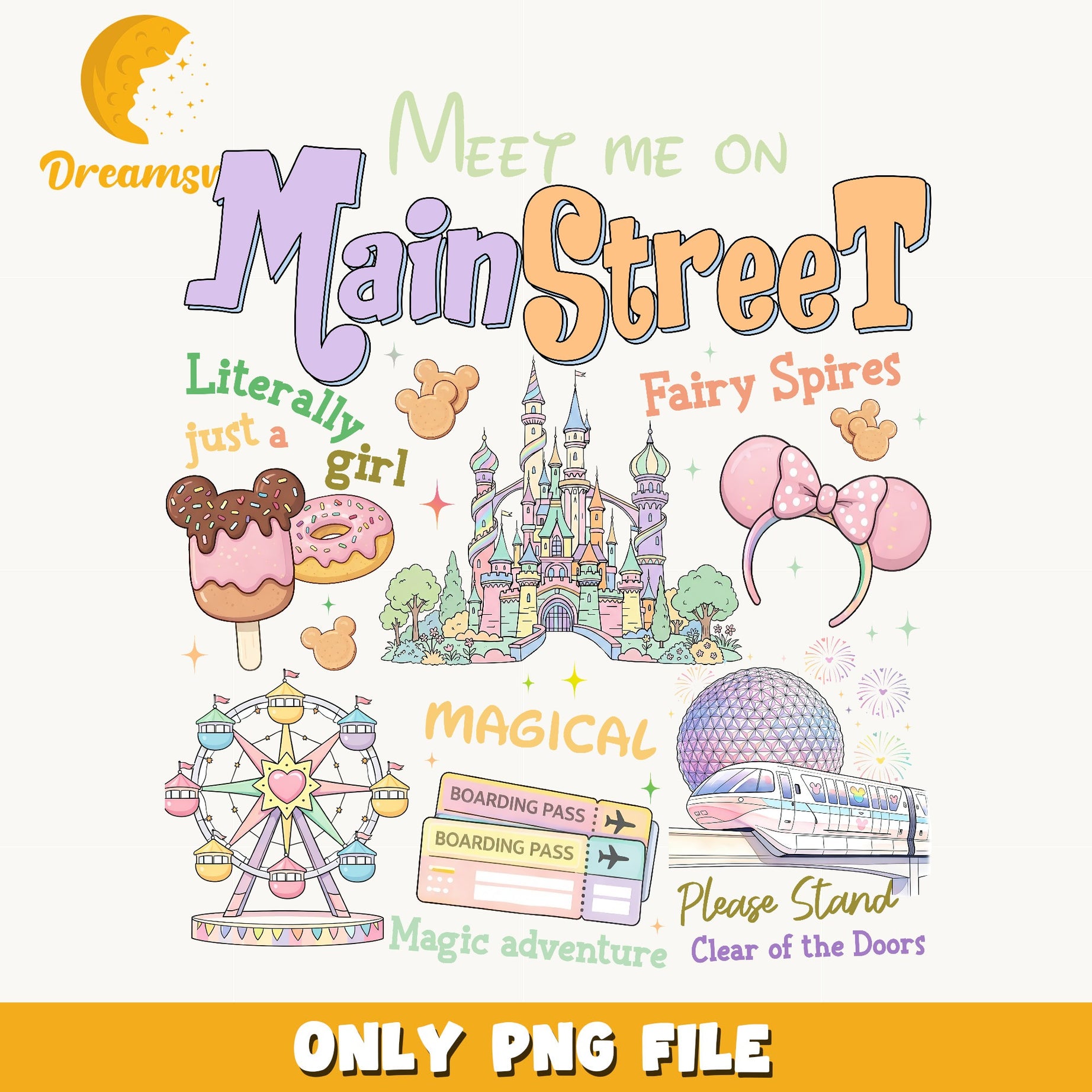 Meet Me On Main Street Disney PNG, Disneyland Trip PNG, Magic Kingdom PNG
