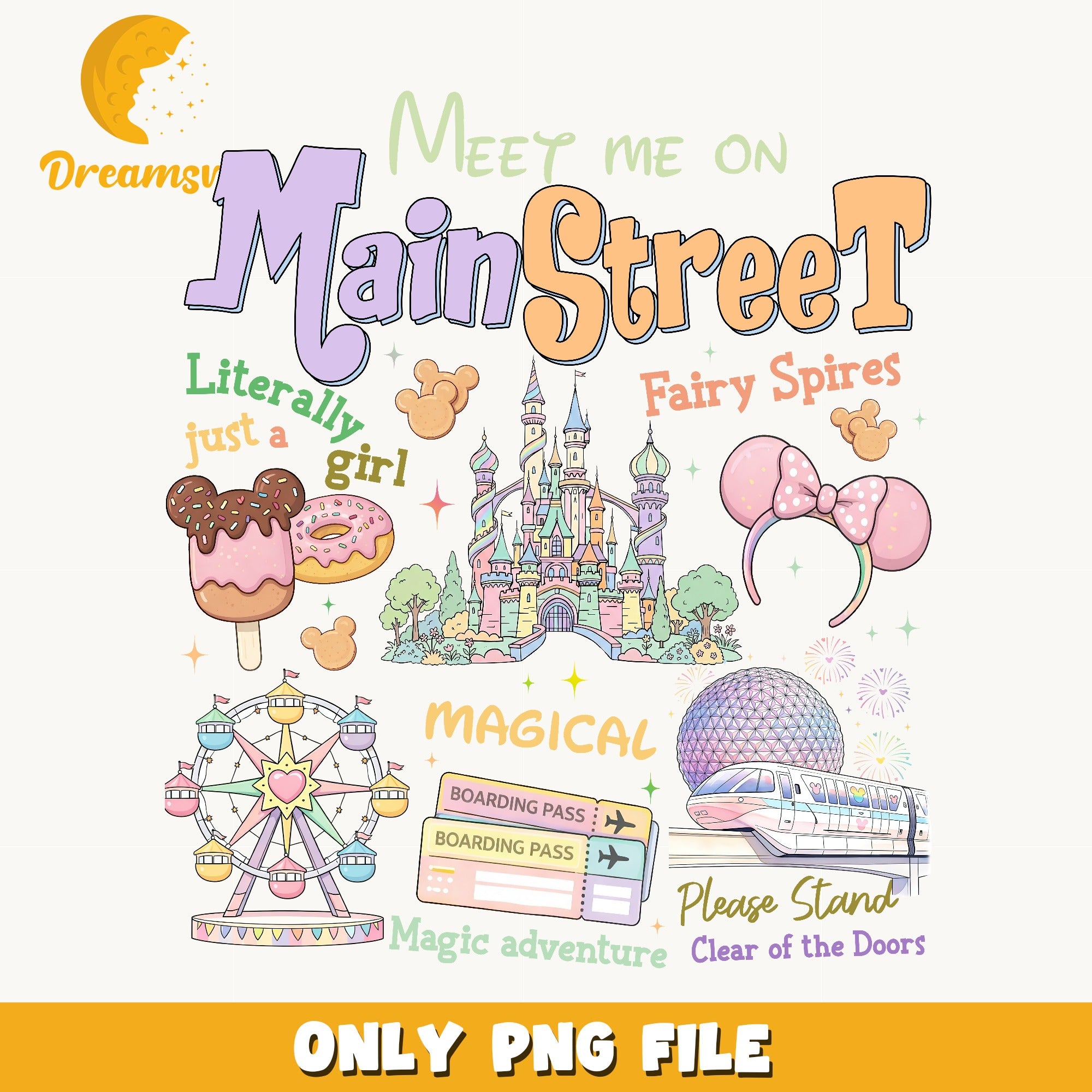 Meet Me On Main Street Disney PNG, Disneyland Trip PNG, Magic Kingdom PNG