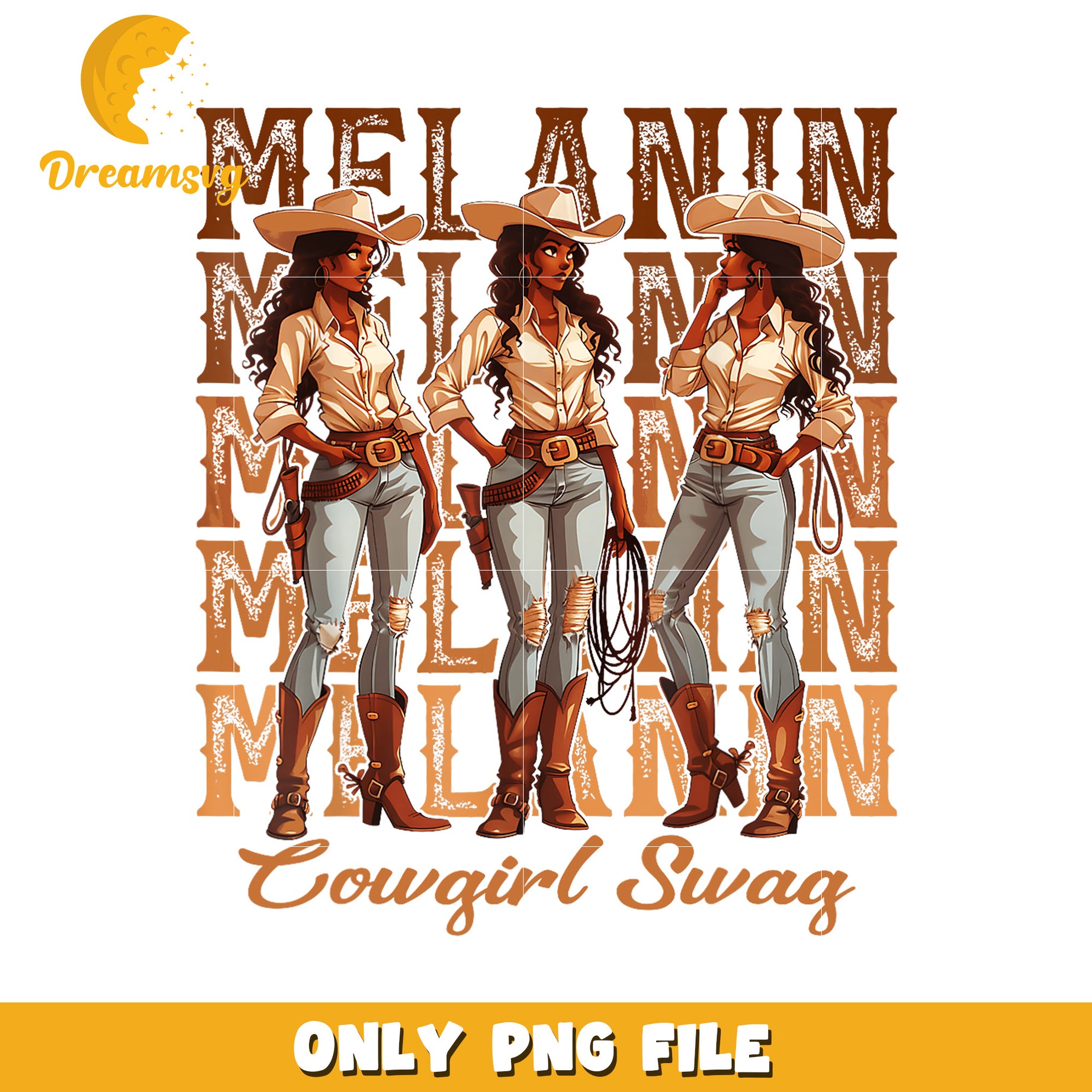 Melanin Cowgirl Swag PNG Design