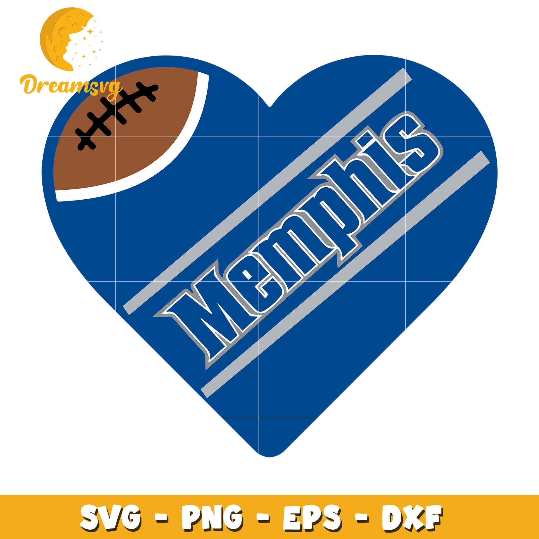 Memphis Football Heart SVG PNG EPS DXF